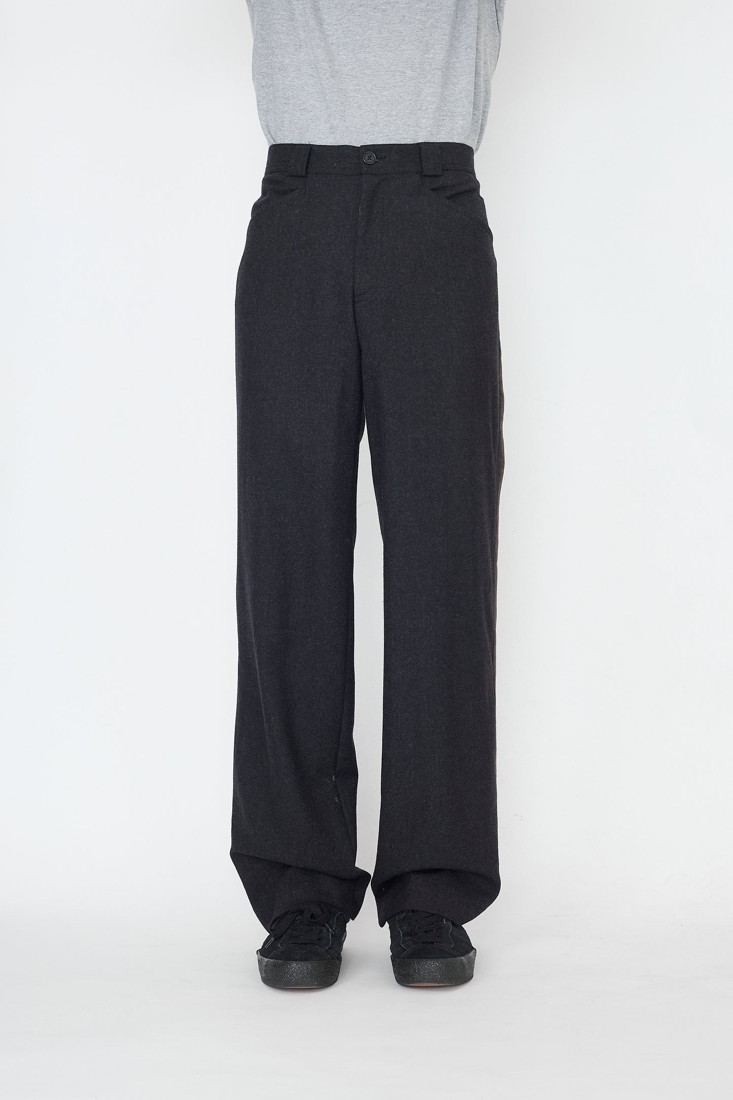 RYKIEL HOMME GRAY WOOL STRAIGHT PANTS MADE IN FRANCE