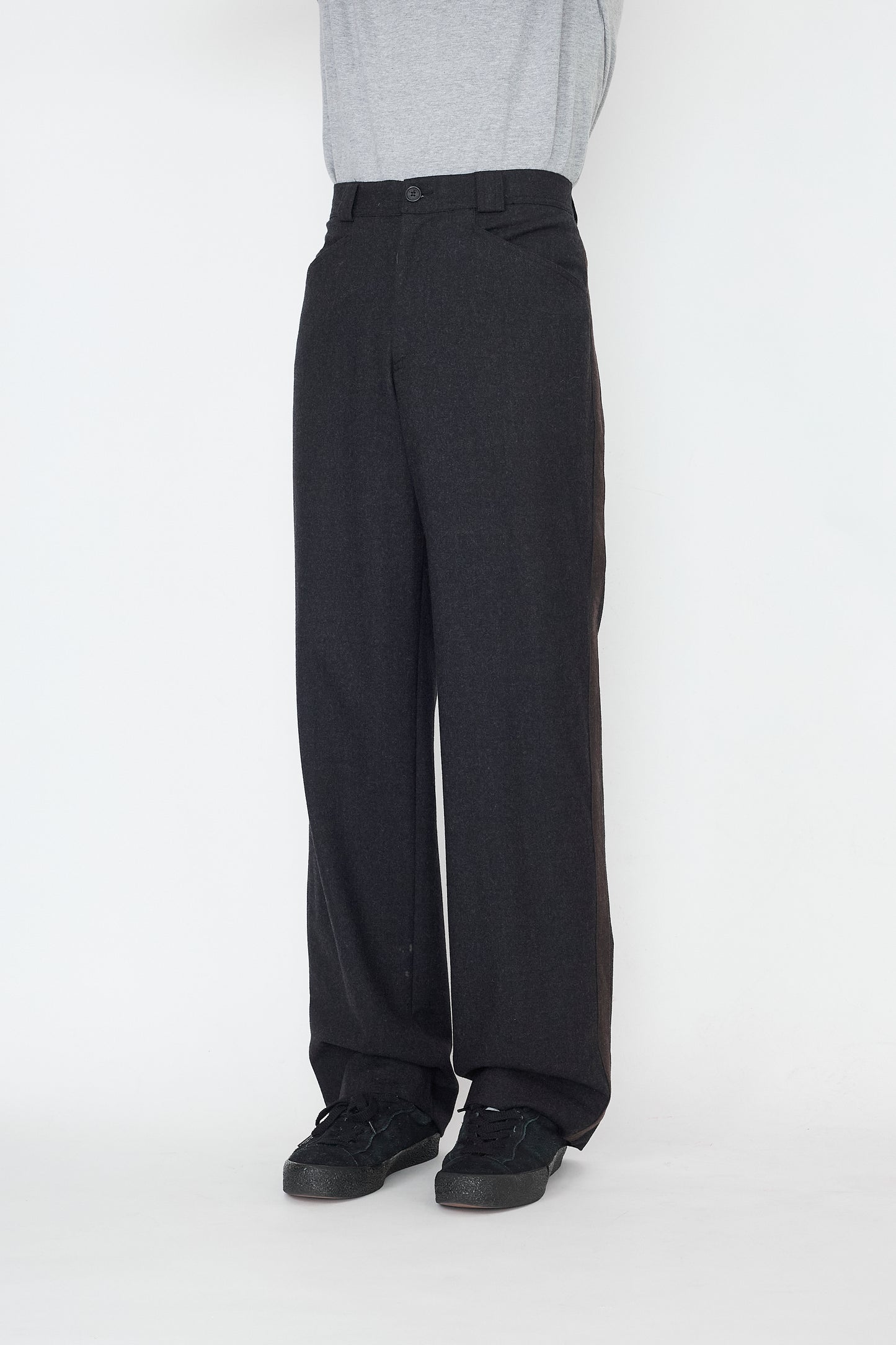 RYKIEL HOMME GRAY WOOL STRAIGHT PANTS MADE IN FRANCE