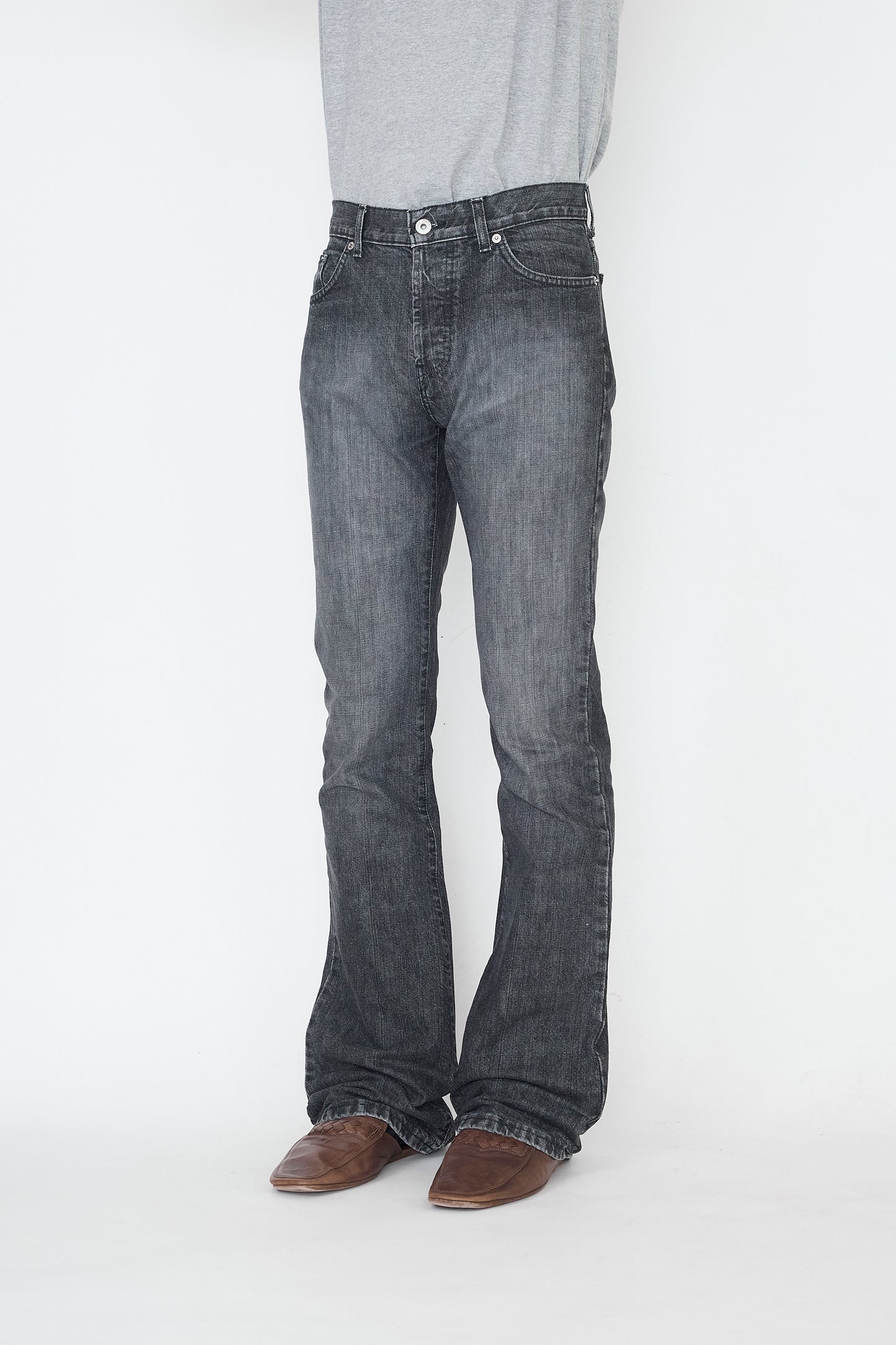 DOLCE&GABBANA FADED BLACK DENIM FLARE PANTS MADE IN ITALY