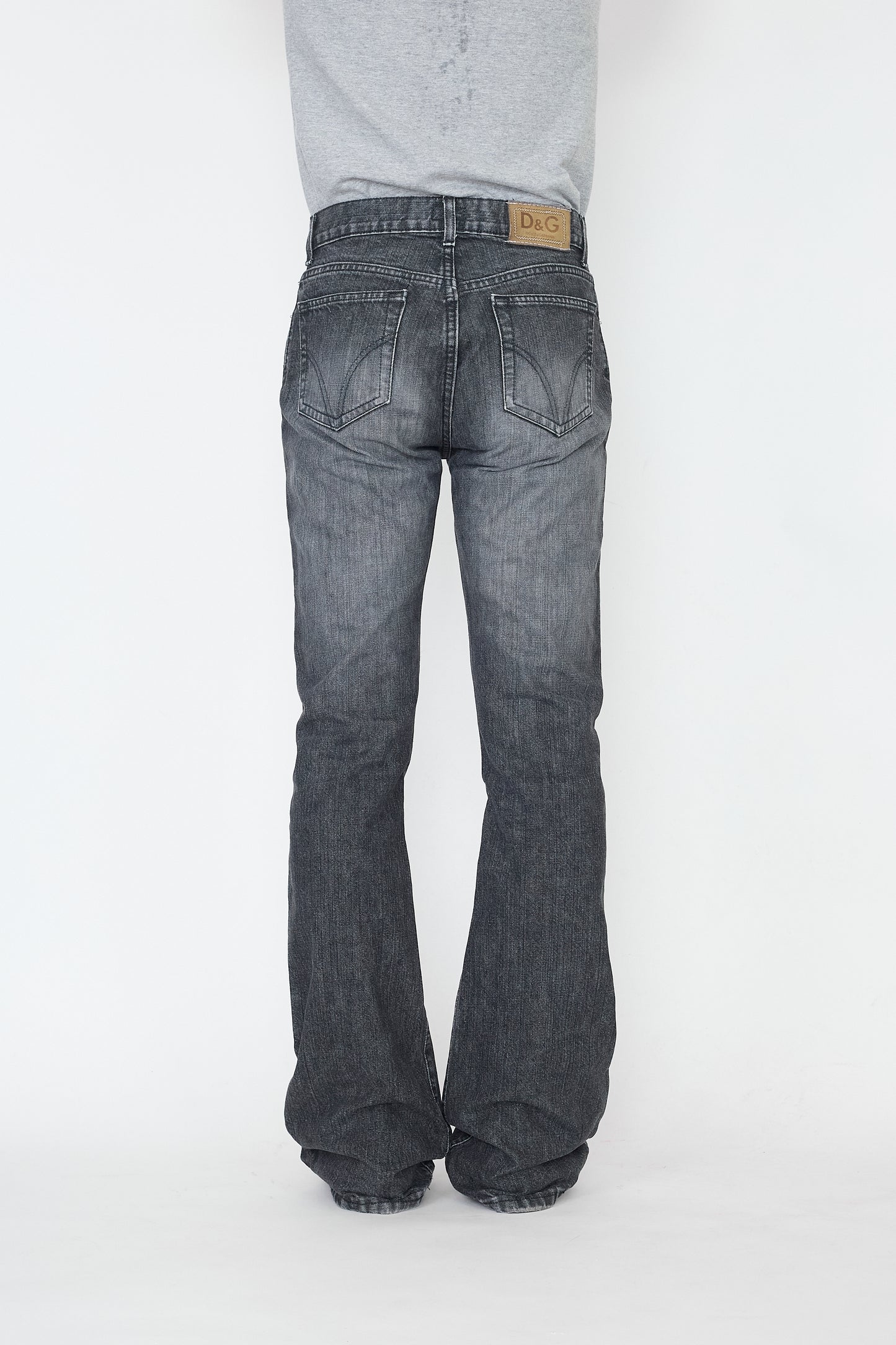 DOLCE&GABBANA FADED BLACK DENIM FLARE PANTS MADE IN ITALY