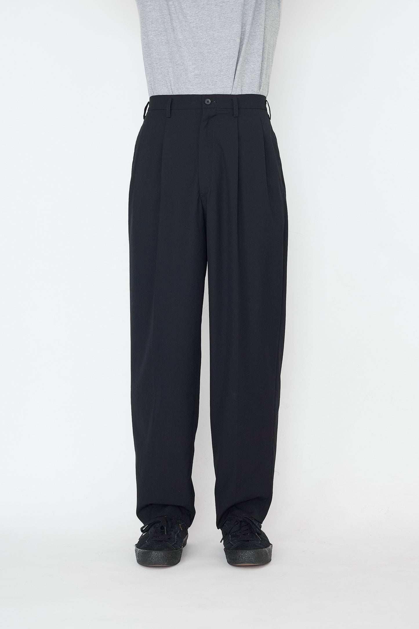 Y'S FOR MEN BLACK WOOL WIDE PANTS