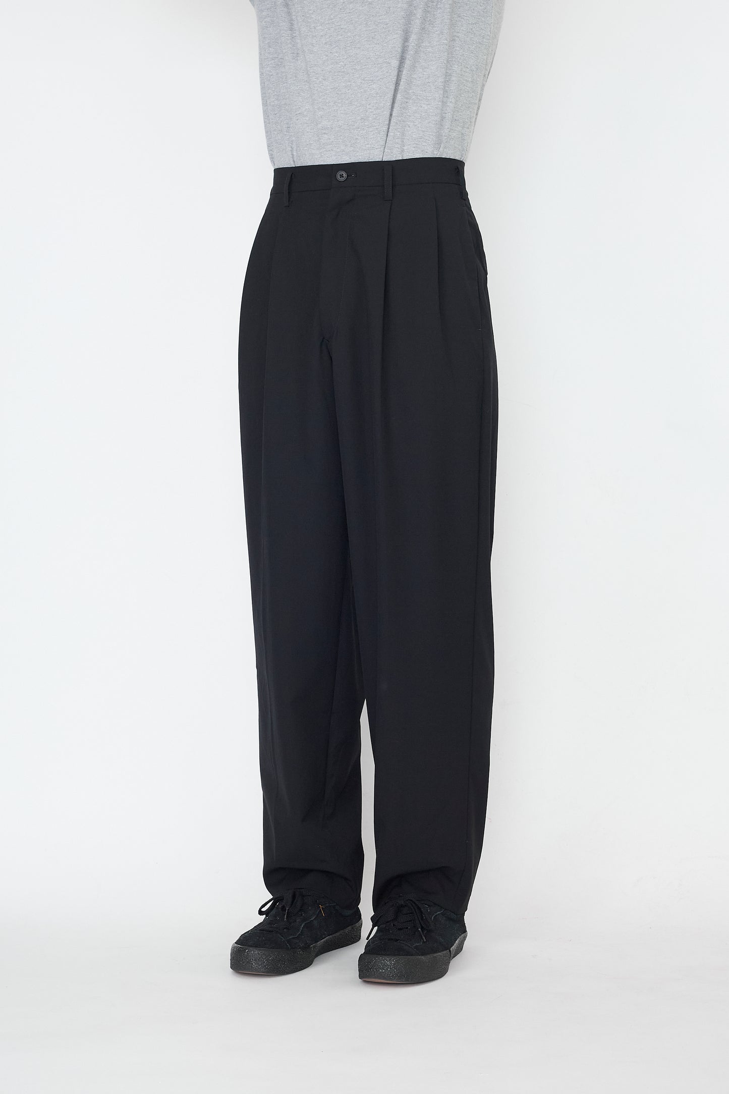 Y'S FOR MEN BLACK WOOL WIDE PANTS
