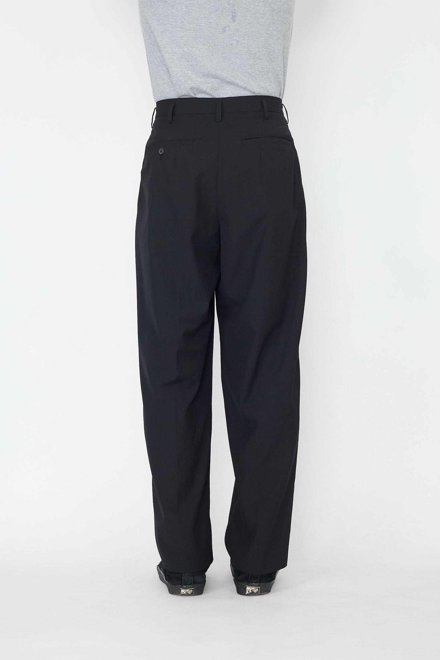 Y'S FOR MEN BLACK WOOL WIDE PANTS