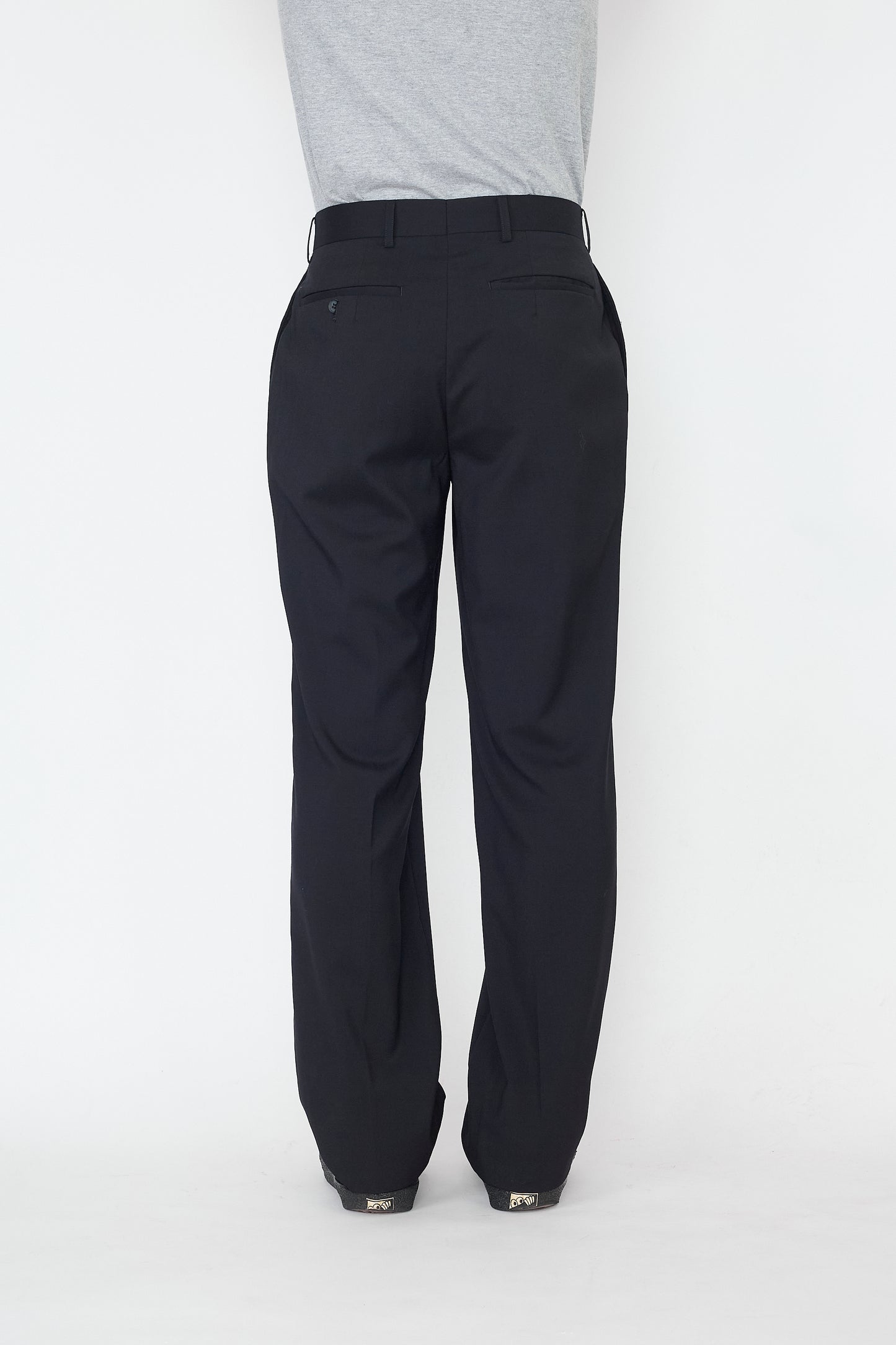 AAR BY YOHJI YAMAMOTO BLACK WOOL WIDE PANTS