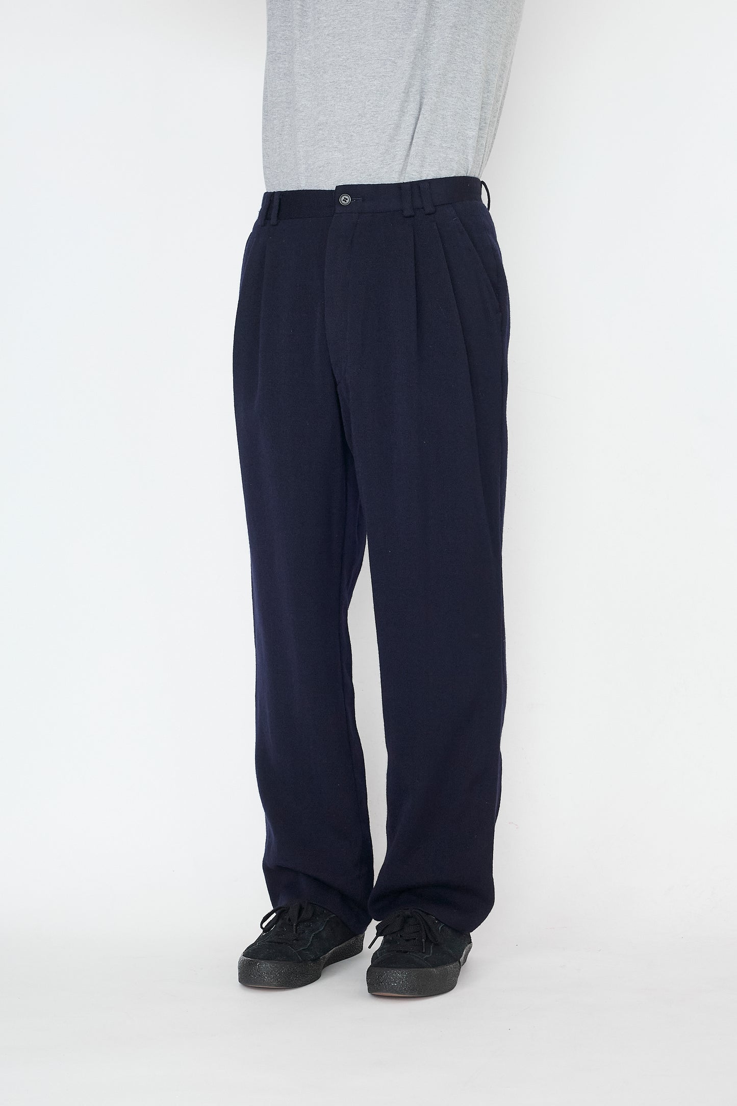 LANVIN NAVY WOOI WIDE PANTS