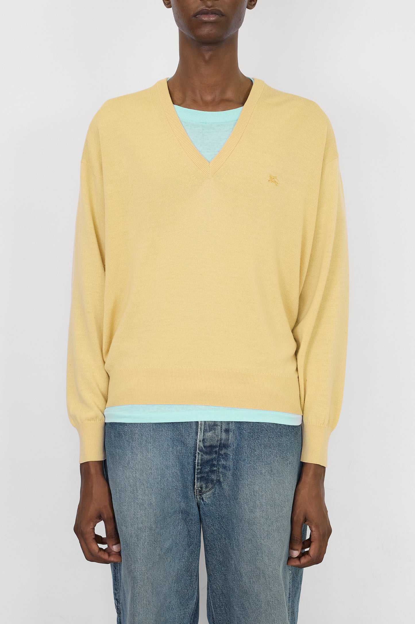 BURBERRY YELLOW WOOL KNIT MADE IN SPAIN