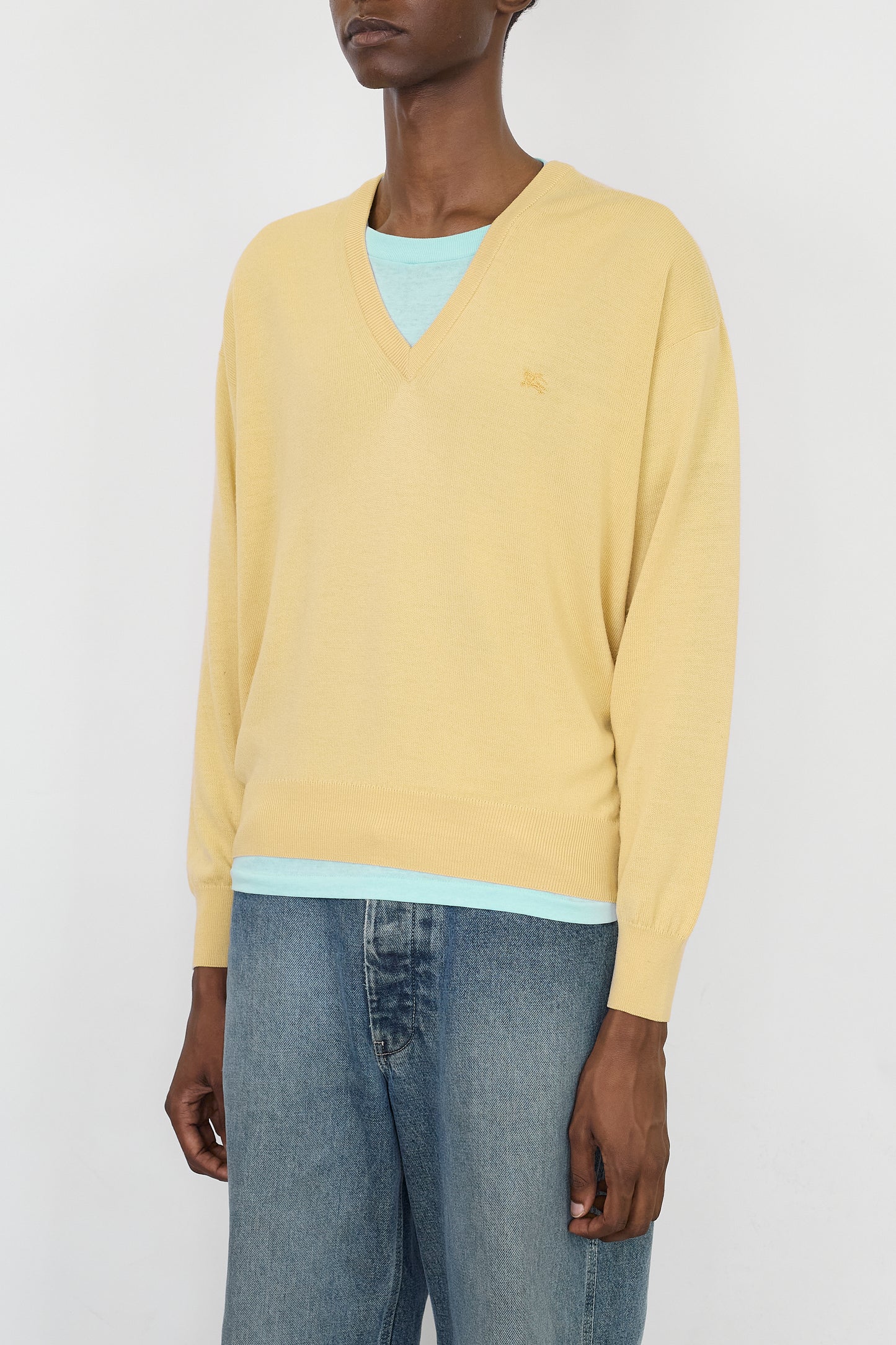 BURBERRY YELLOW WOOL KNIT MADE IN SPAIN
