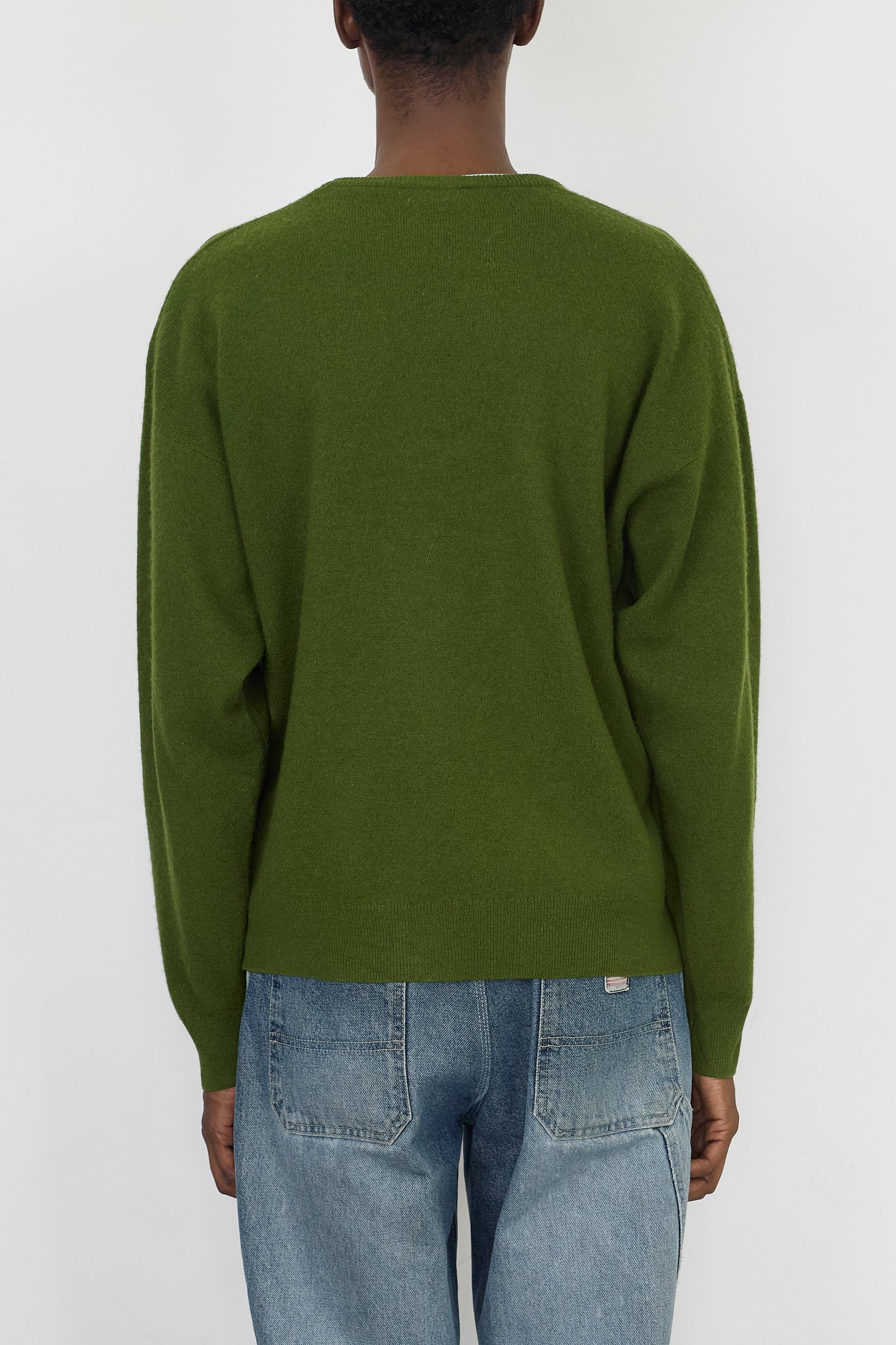 BURBERRY GREEN WOOL V NECK KNIT