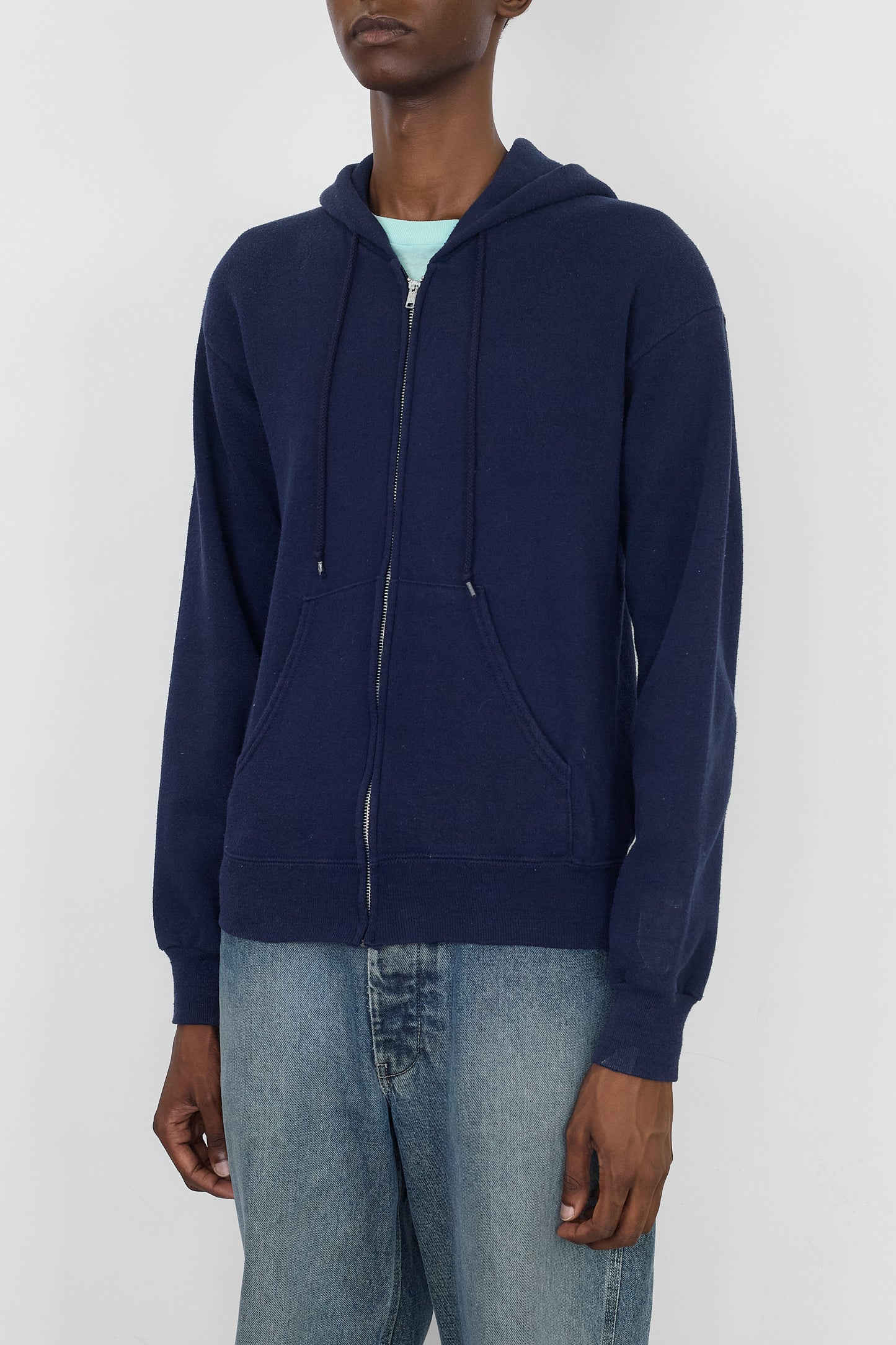 WRANGLER NAVY ZIP UP HOODIE MADE IN USA