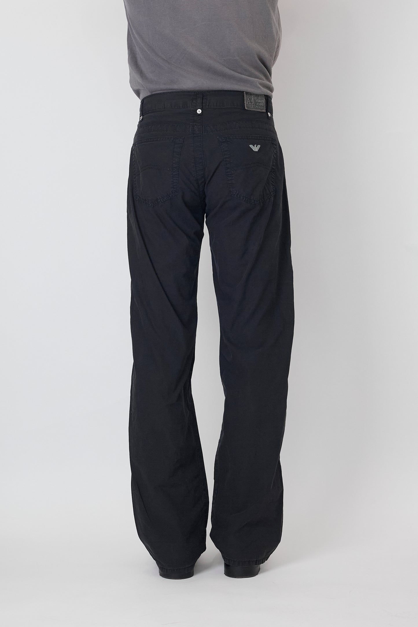ARMANI JUNIOR BLACK COTTON FLARE PANTS