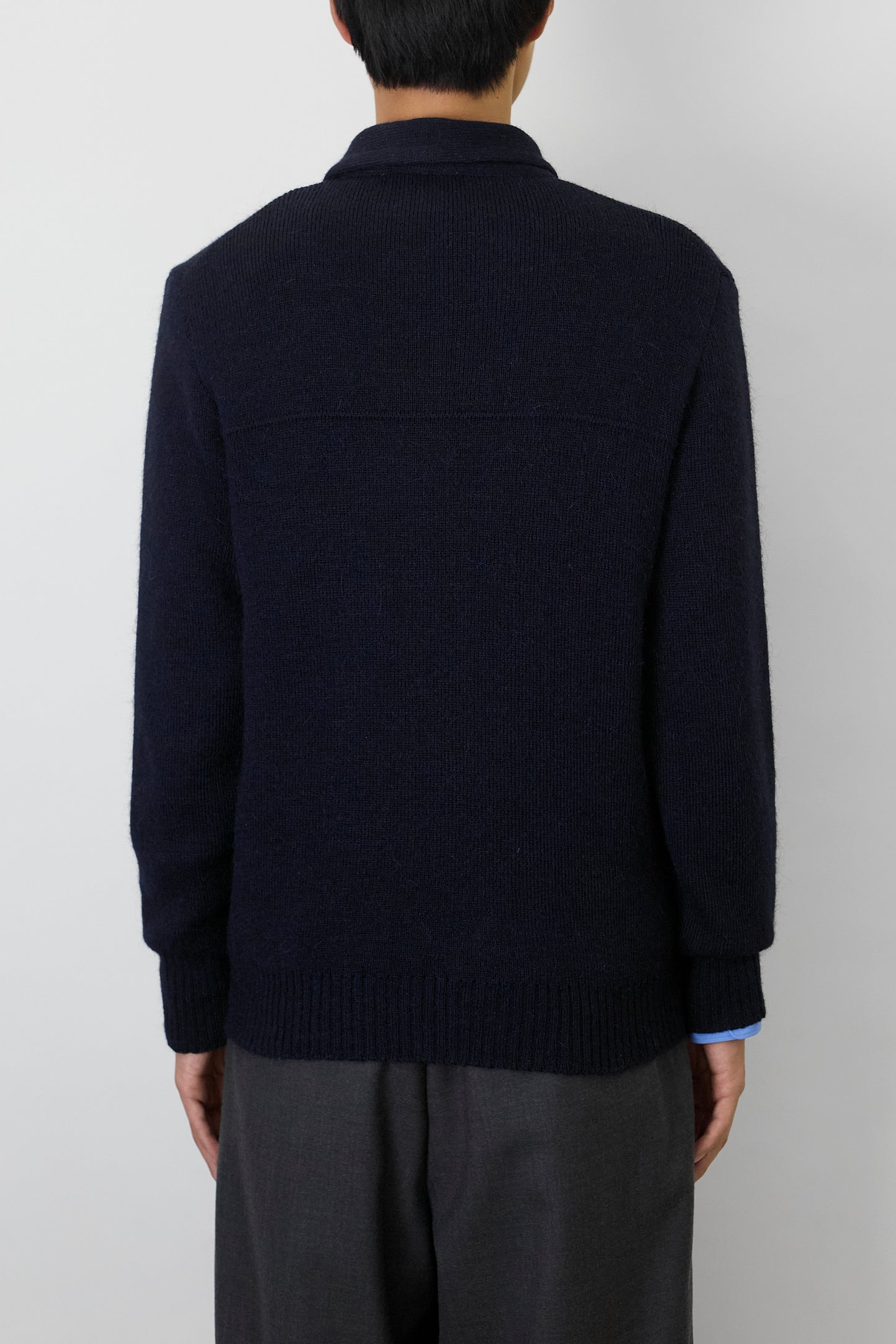 VINTAGE NAVY MOHAIR ZIP UP KNIT JACKET MADE IN FRANCE