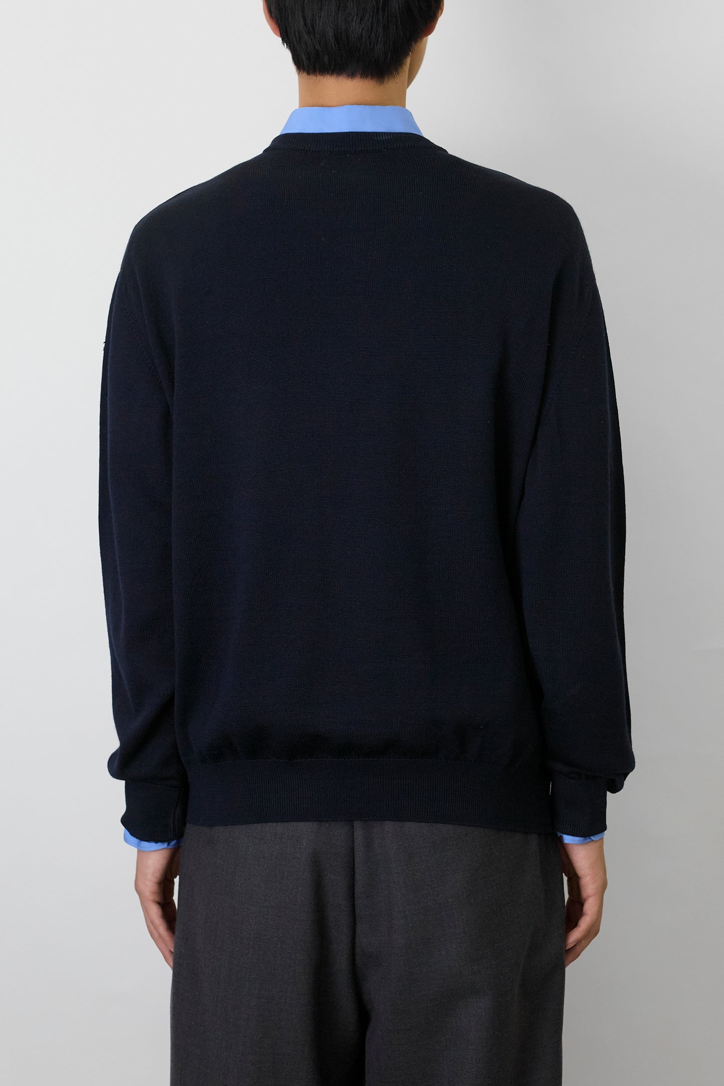BURBERRY NAVY WOOL V NECK KNIT MADE IN SPAIN