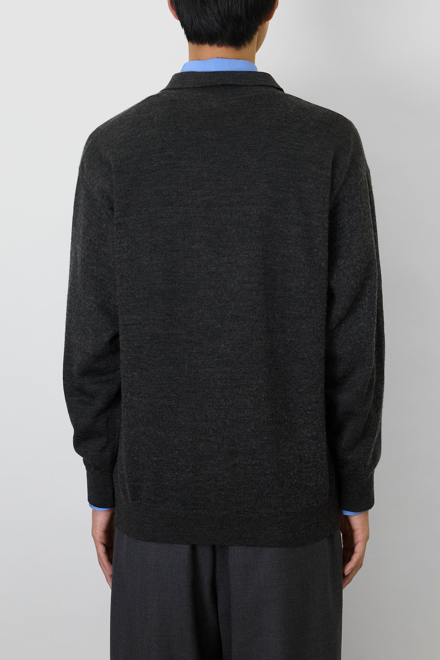 VINTAGE GRAY WOOL KNIT POLO SHIRT