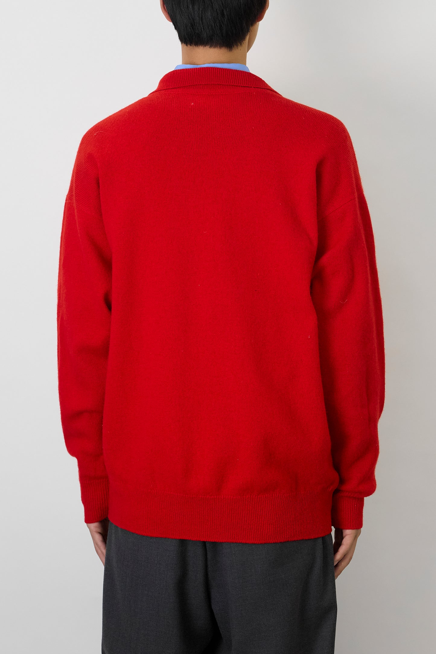 VINTAGE RED WOOL KNIT POLO SHIRT MADE IN SCOTLAND