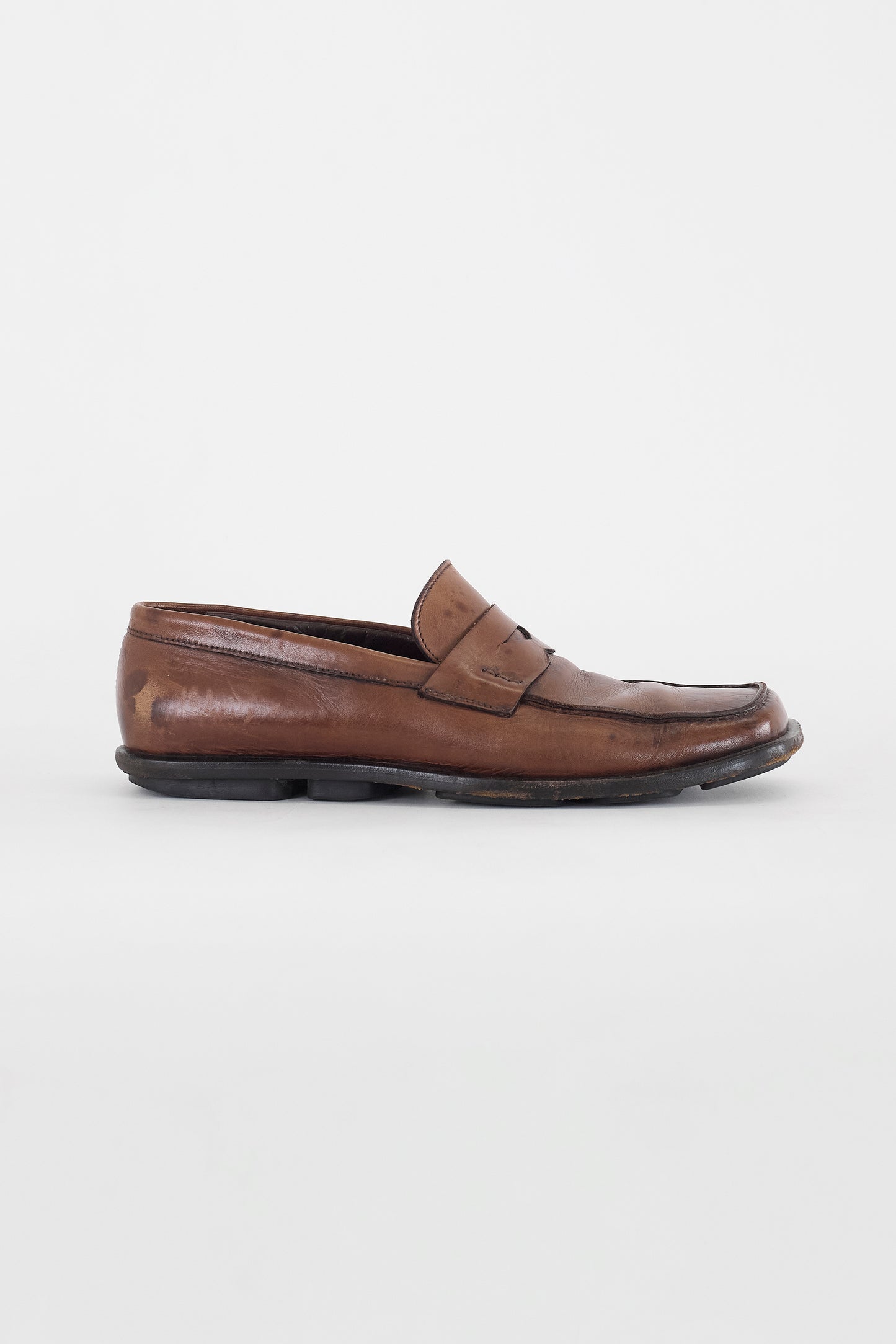 PRADA BROWN LEATHER SHOES MADE IN ITALY