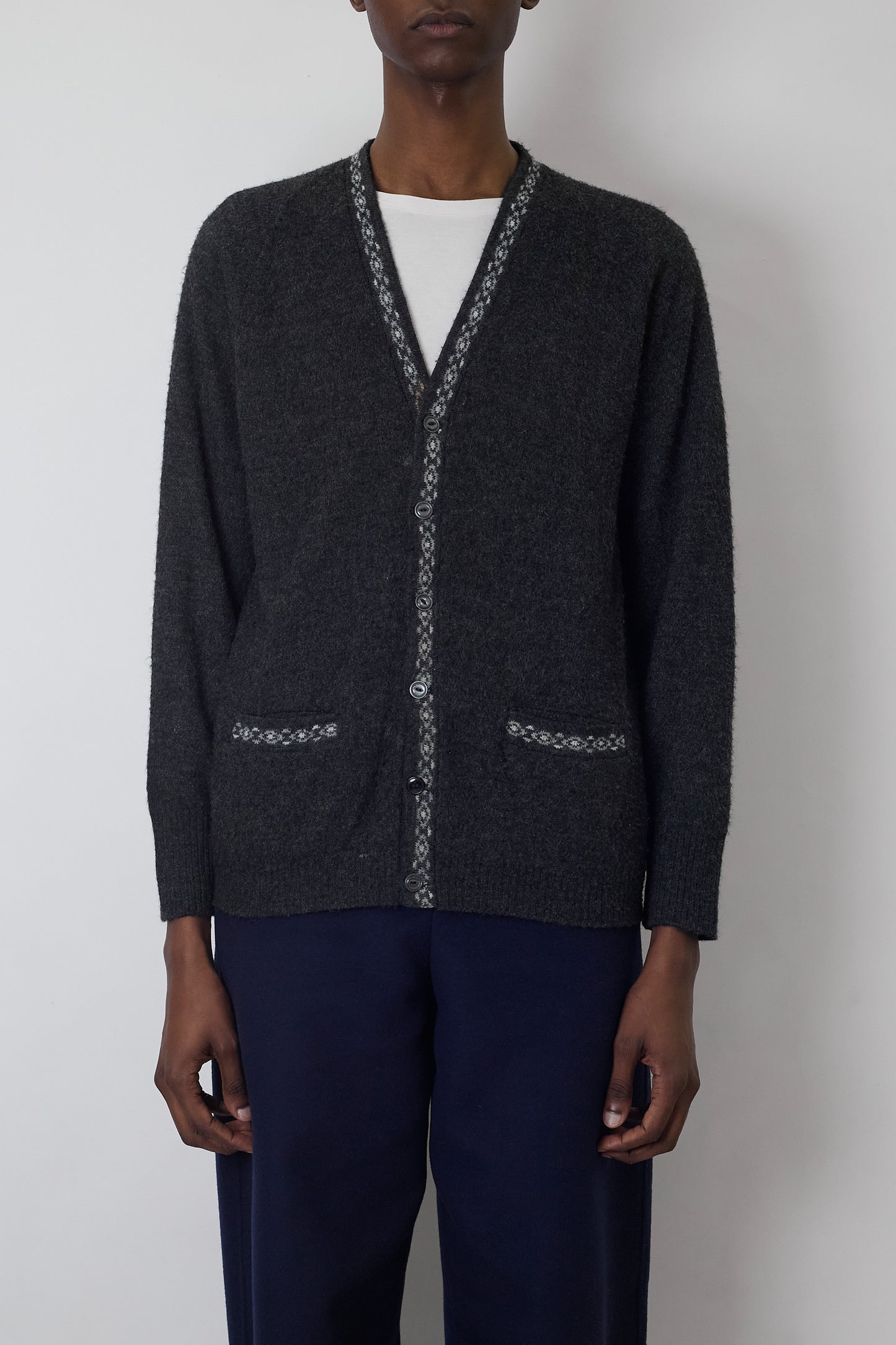 VINTAGE GRAY CASHMERE CARDIGAN MADE IN ITALY