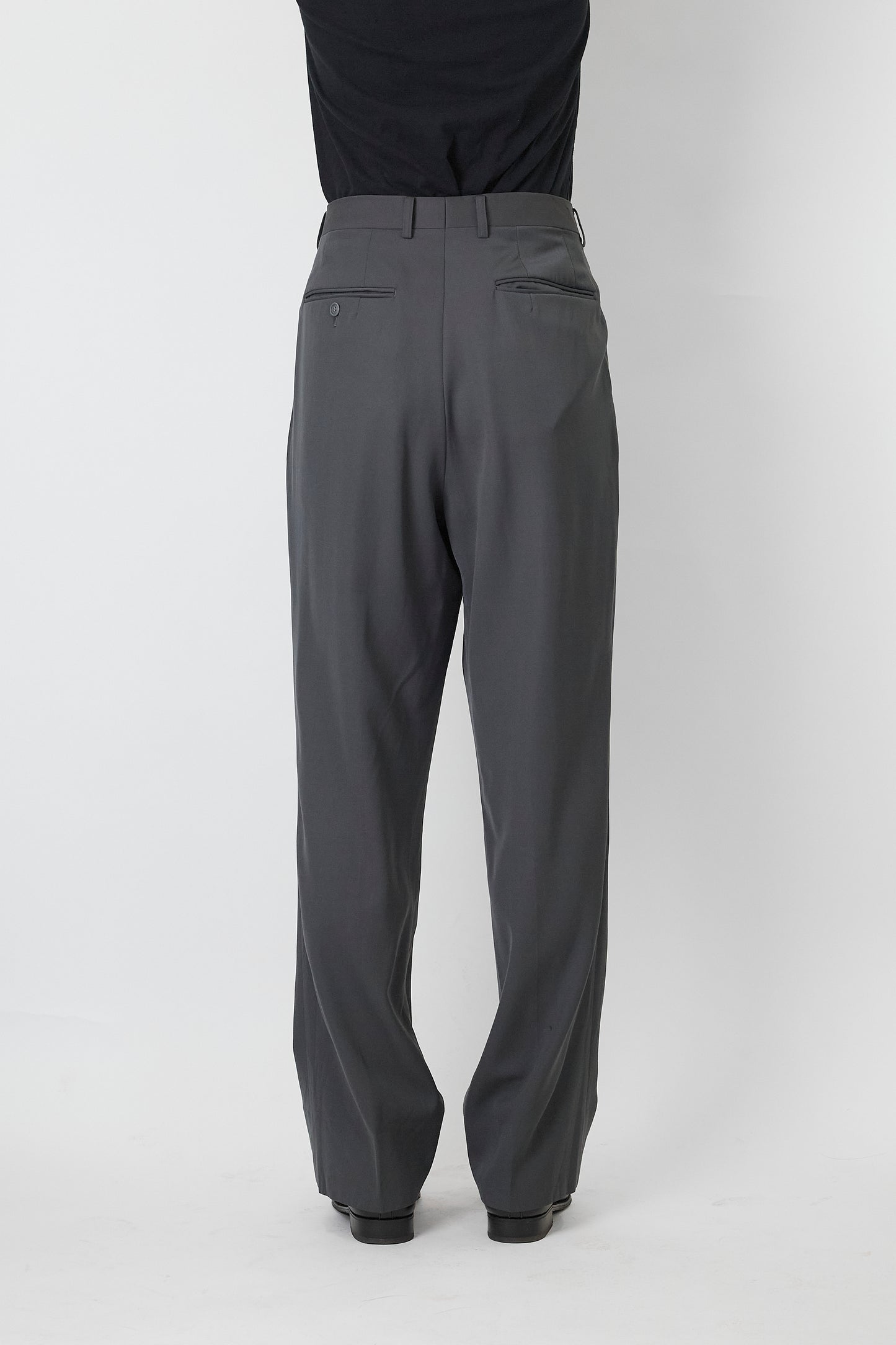 CHRISTIAN DIOR GRAY WOOL WIDE PANTS