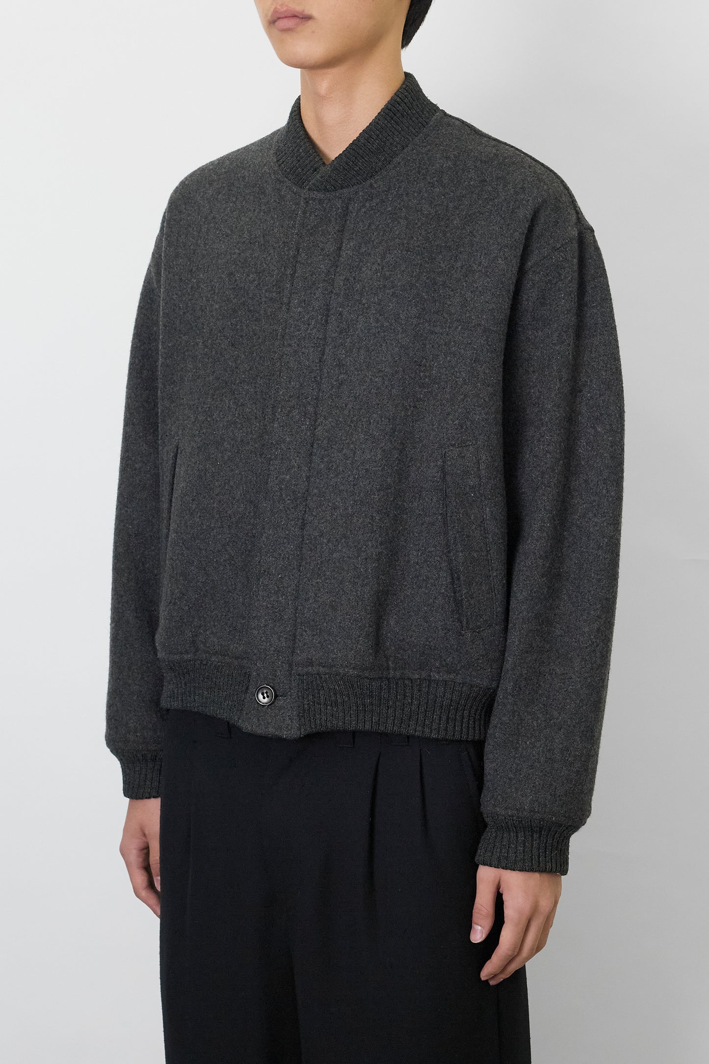HOMME COMME DES GARCONS GRAY WOOL SHORT JACKET