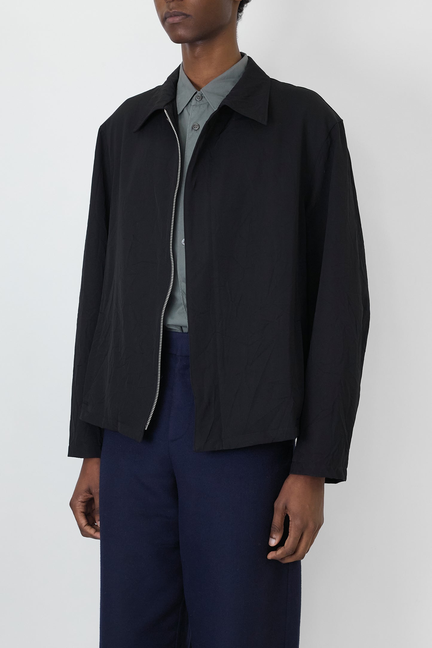 Y'S FOR MEN WOOL GABARDINE ZIP UP SHORT JACKET