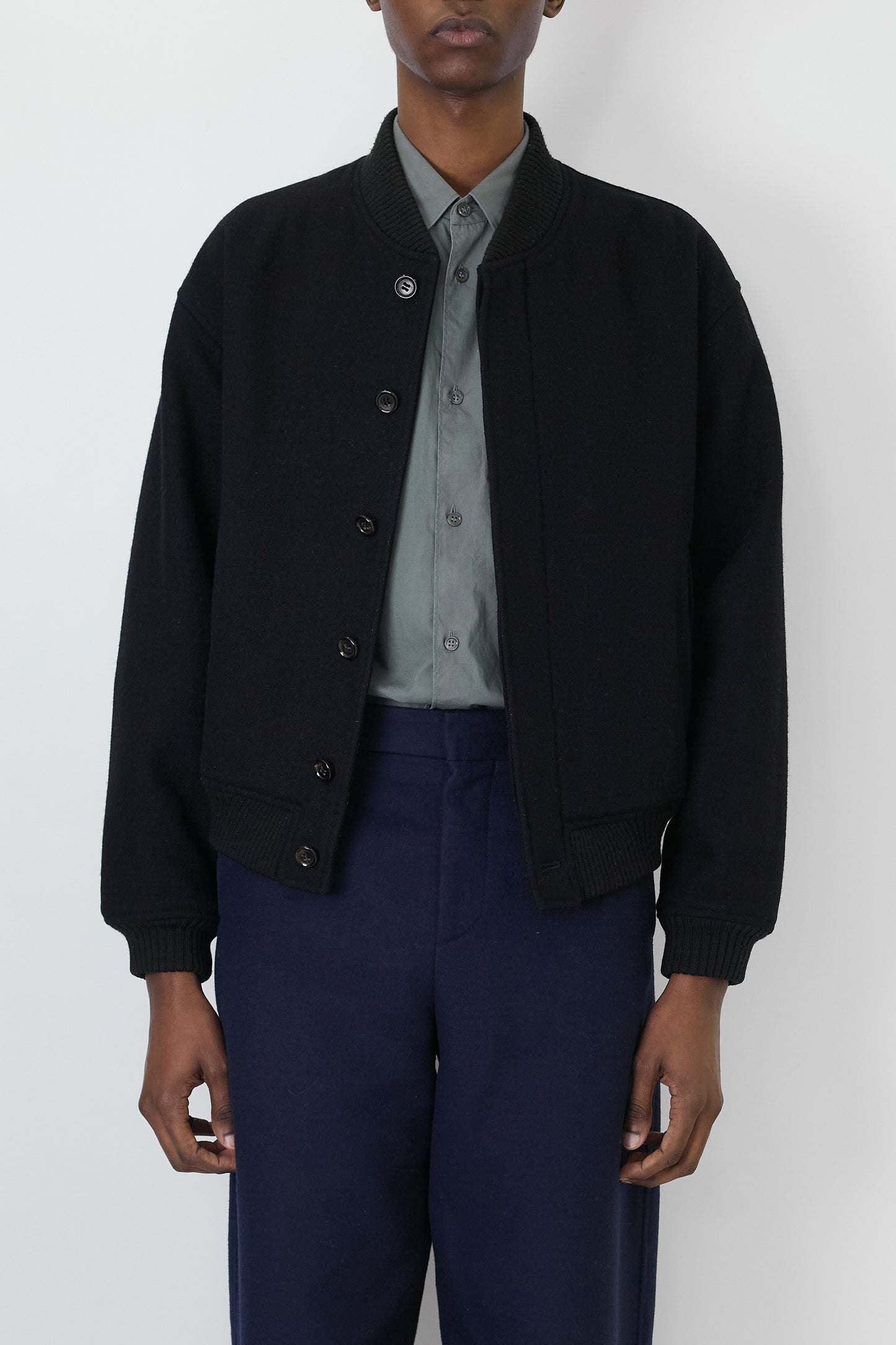 HOMME COMME DES GARCONS BLACK WOOL SHORT JACKET