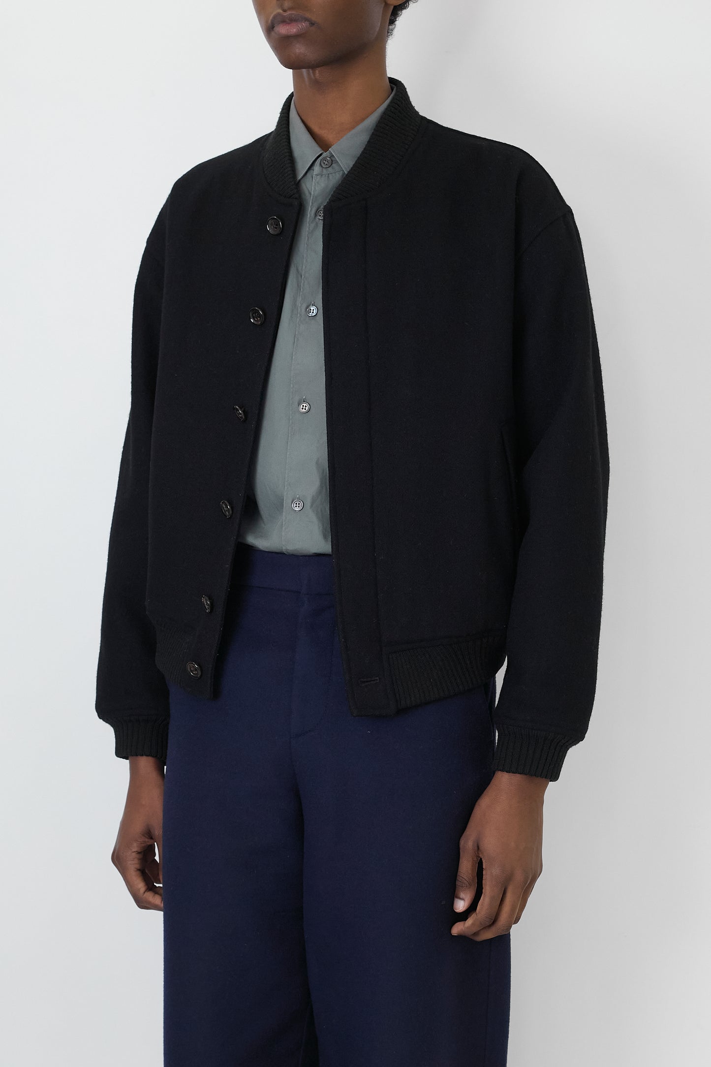 HOMME COMME DES GARCONS BLACK WOOL SHORT JACKET