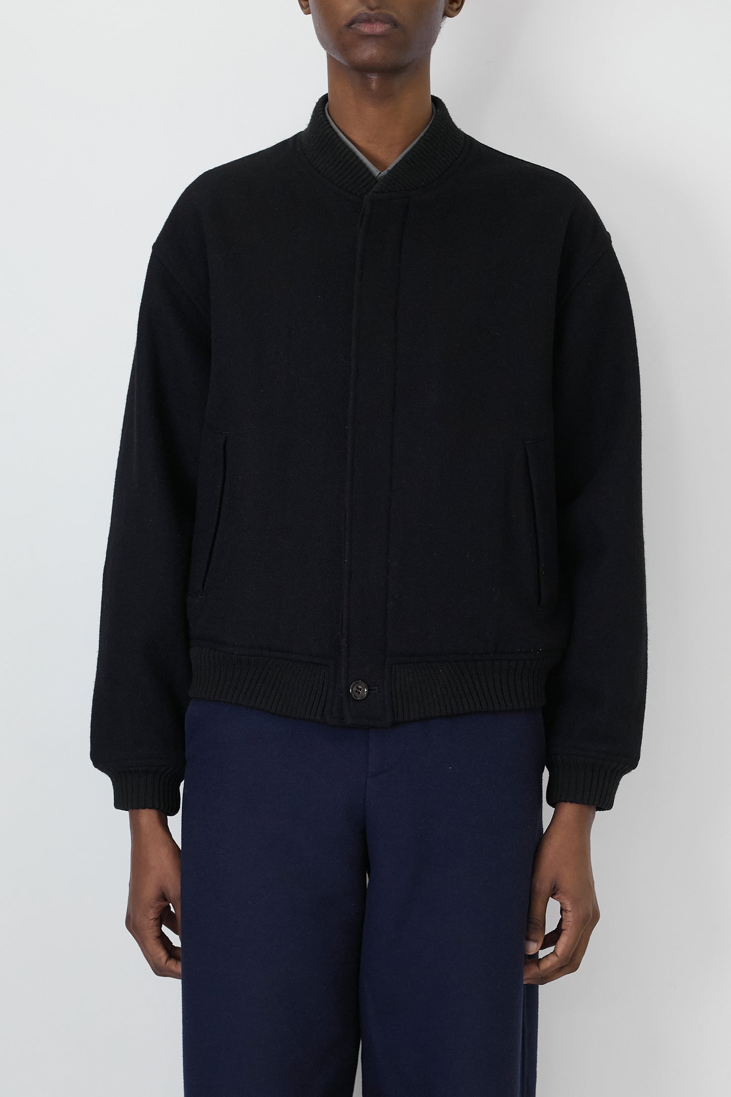 HOMME COMME DES GARCONS BLACK WOOL SHORT JACKET