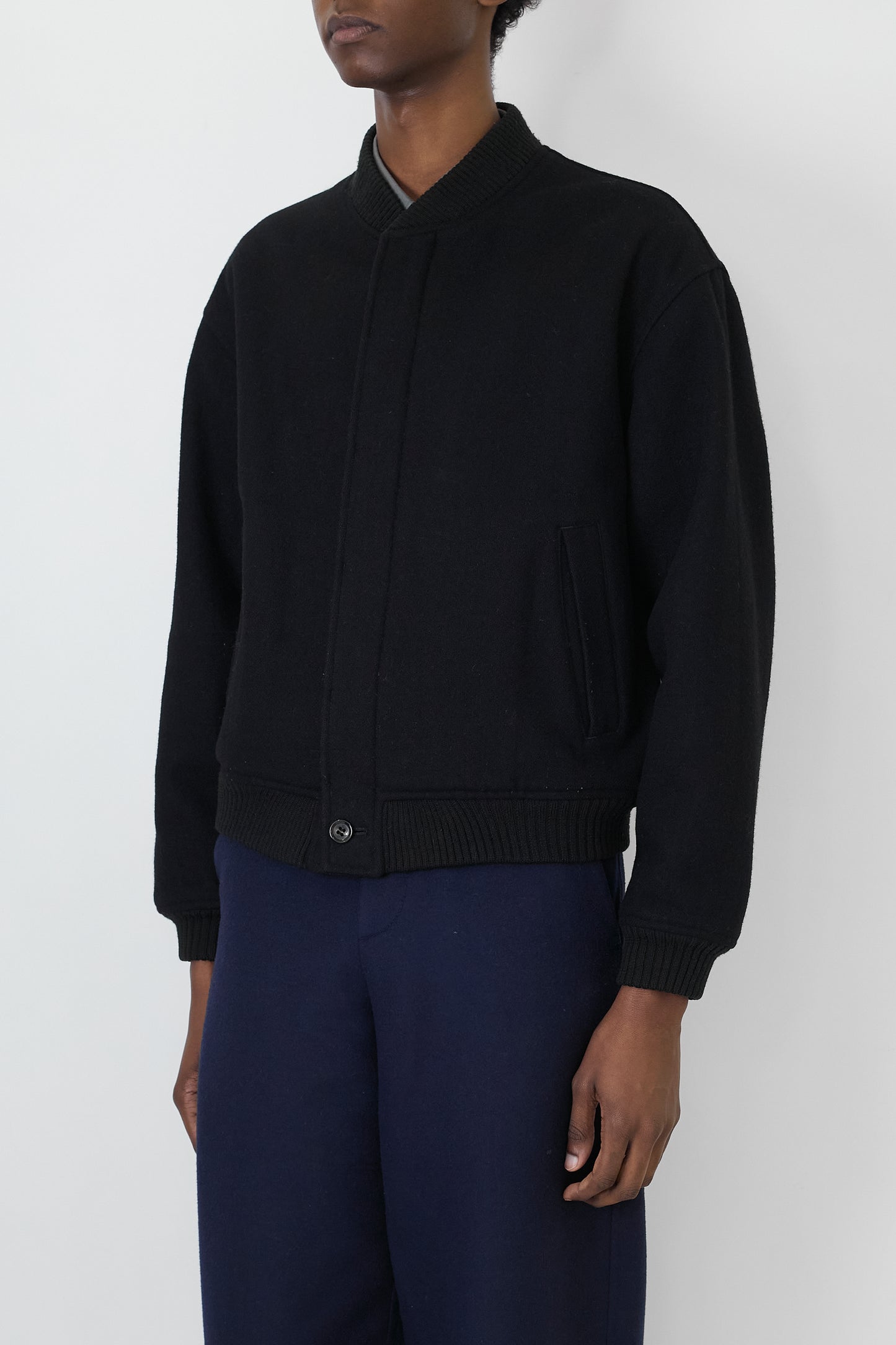 HOMME COMME DES GARCONS BLACK WOOL SHORT JACKET