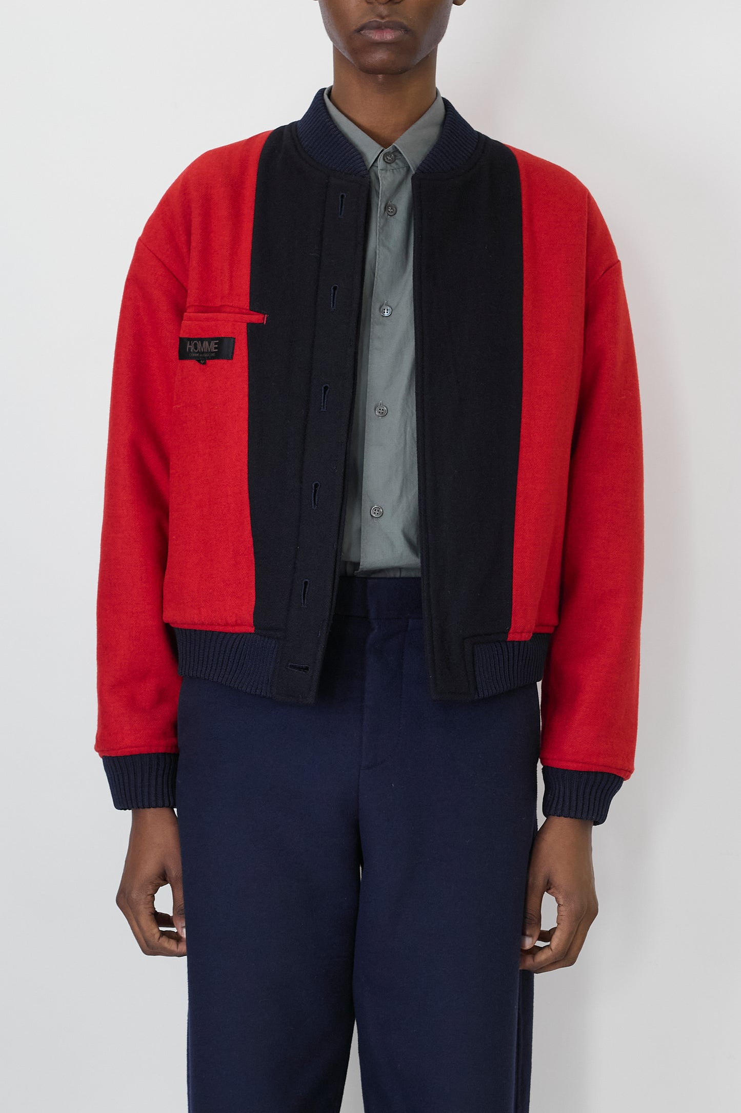 HOMME COMME DES GARCONS NAVY WOOL SHORT JACKET