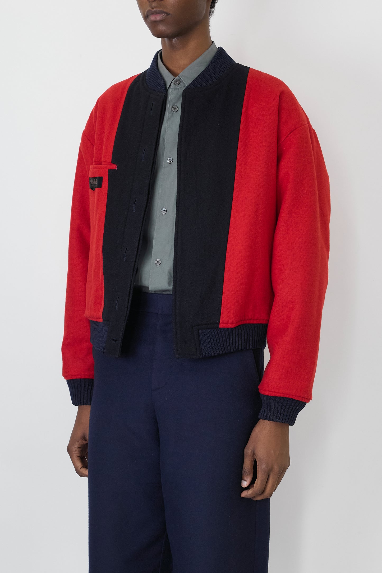 HOMME COMME DES GARCONS NAVY WOOL SHORT JACKET