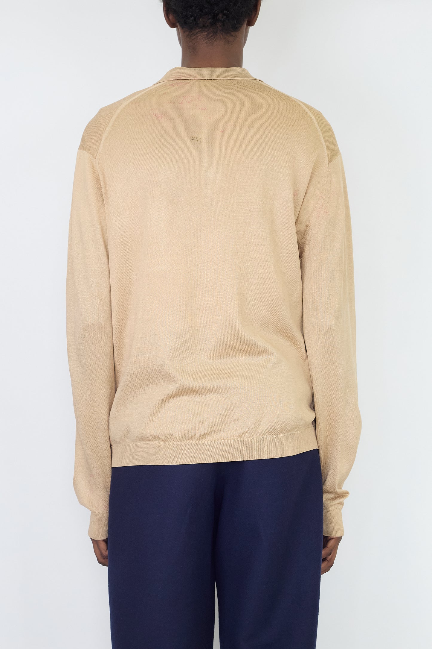 VINTAGE BEIGE KNIT POLO SHIRT MADE IN FRANCE