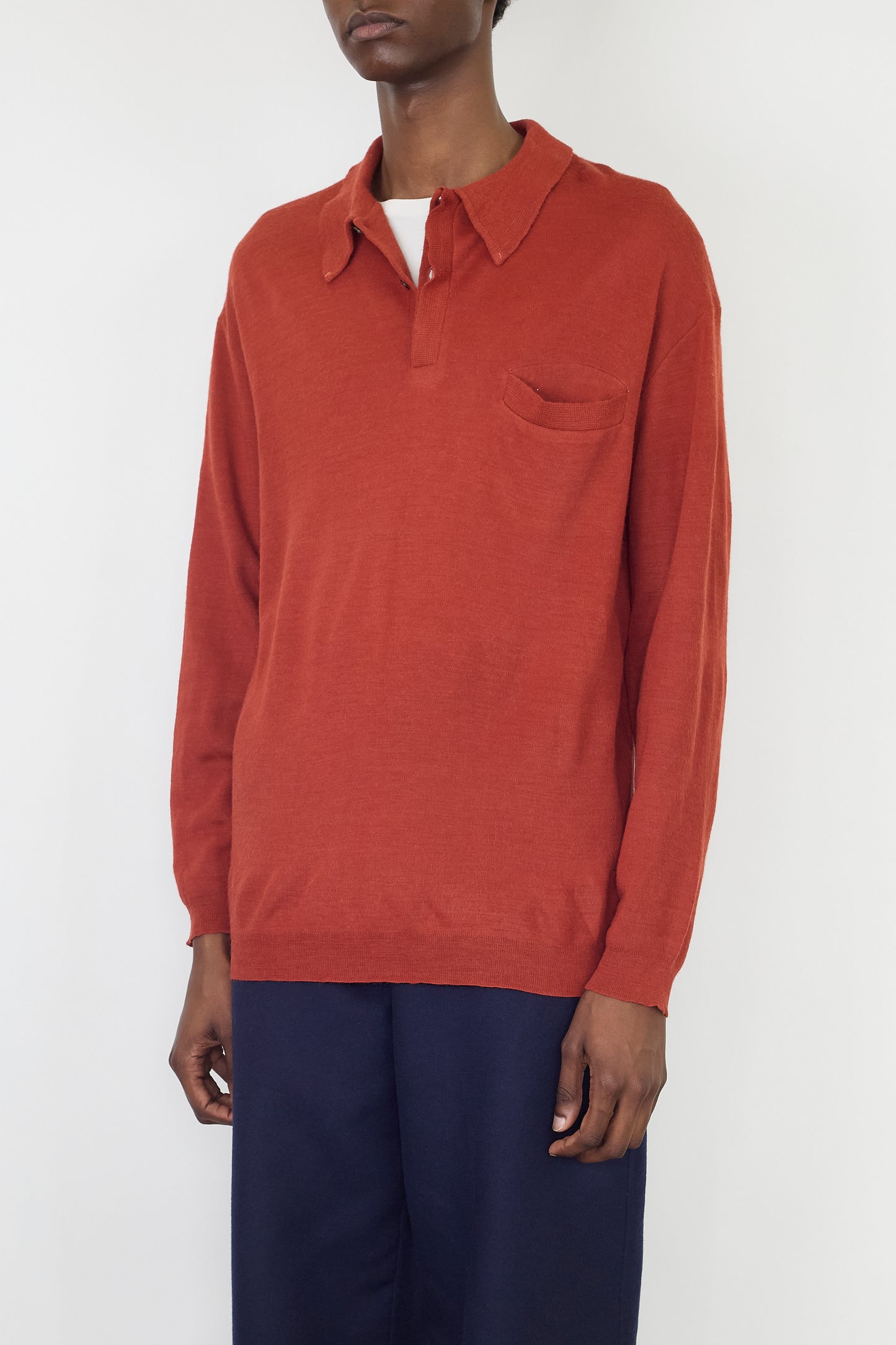 VINTAGE ORANGE KNIT POLO SHIRT MADE IN FRANCE