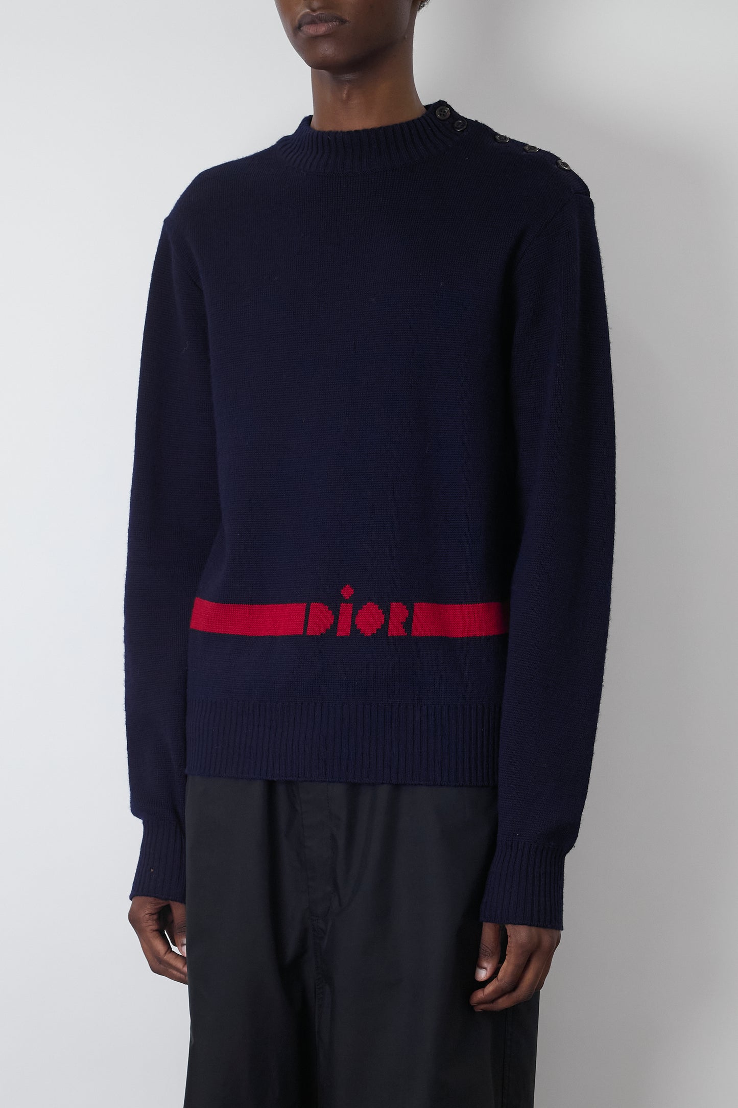 CHRISTIAN DIOR DESIGNED NAVY WOOL KNIT