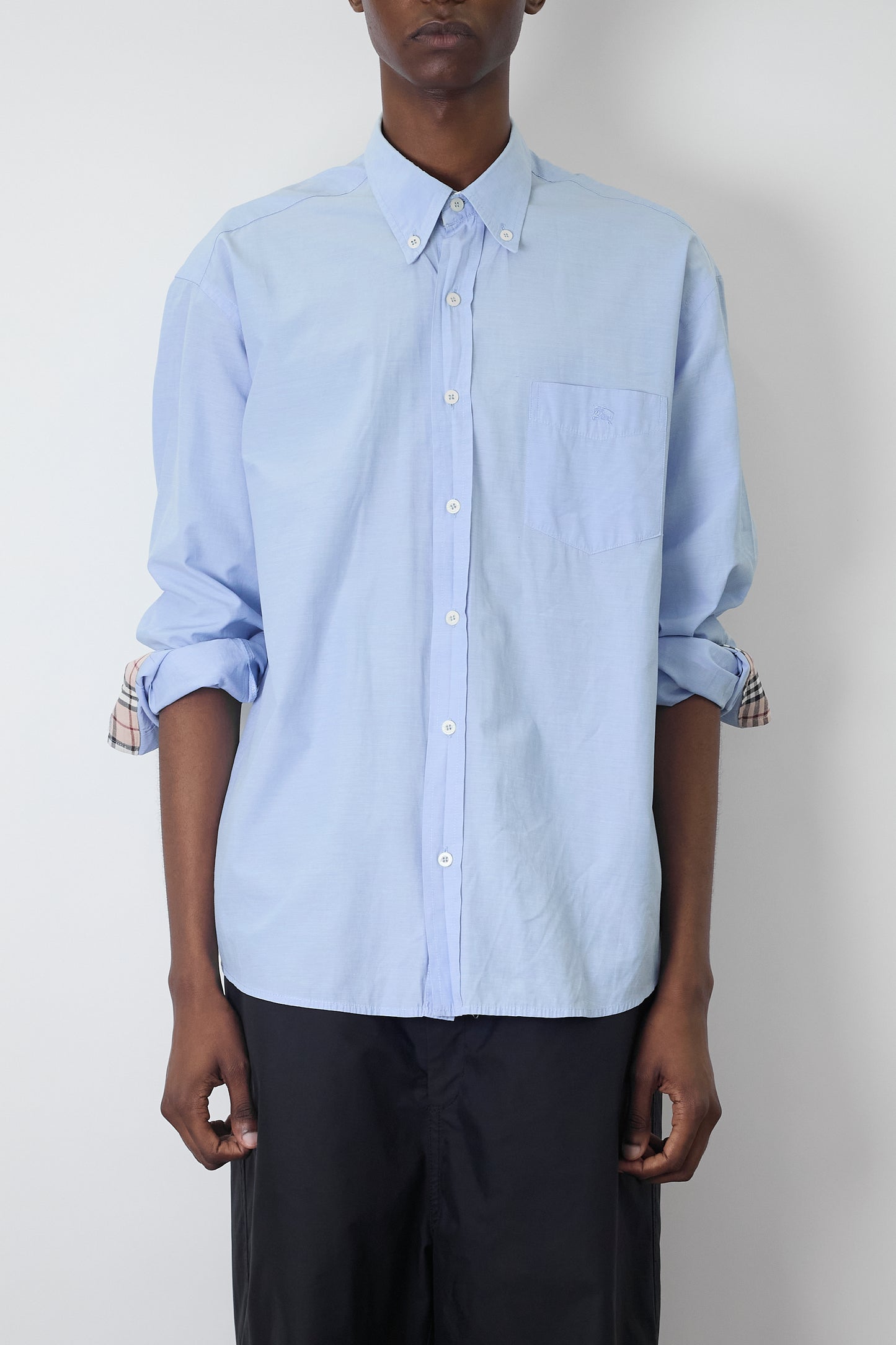 BURBERRY BLUE WIDE CLASSIC SHIRT MADE IN UK