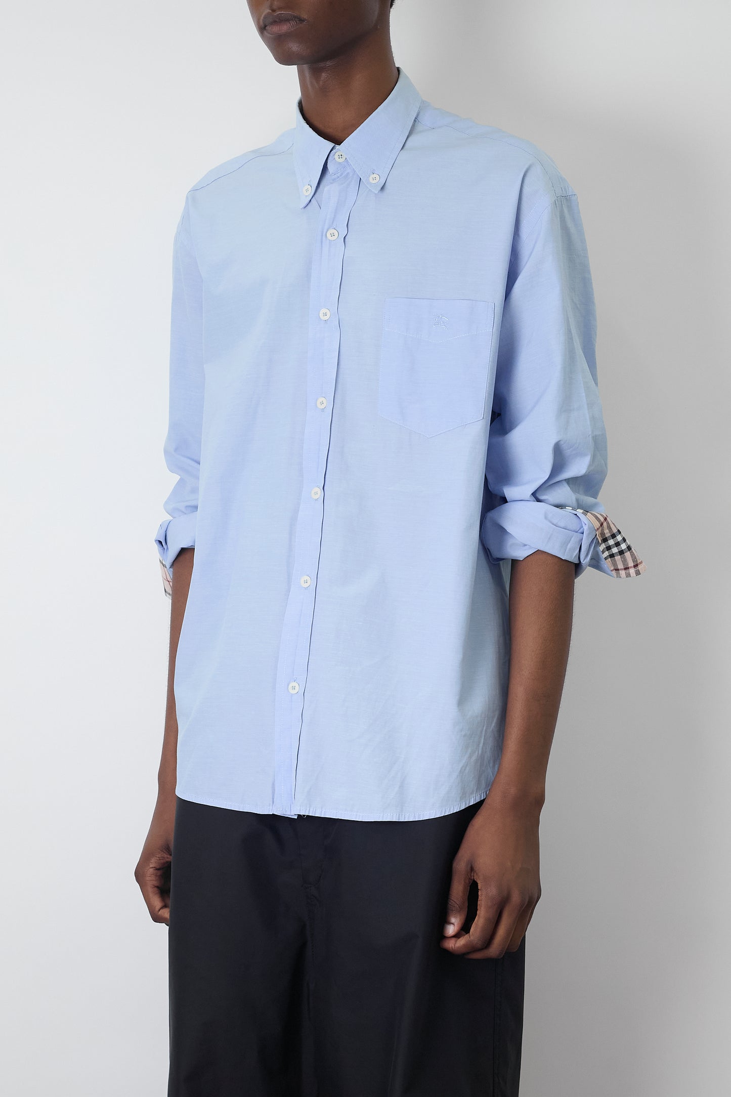 BURBERRY BLUE WIDE CLASSIC SHIRT MADE IN UK