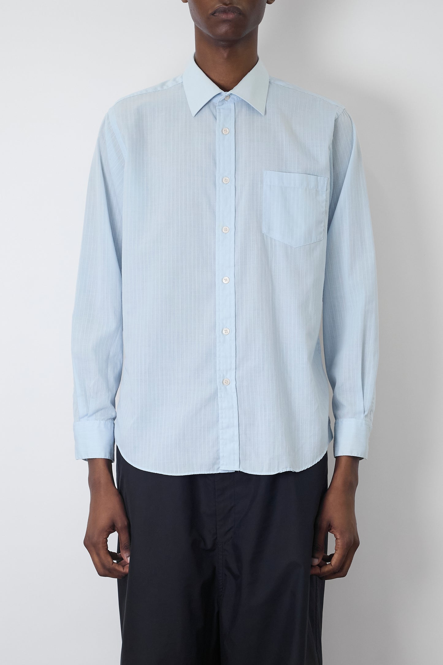 YVES SAINT LAURENT BLUE WIDE CLASSIC SHIRT
