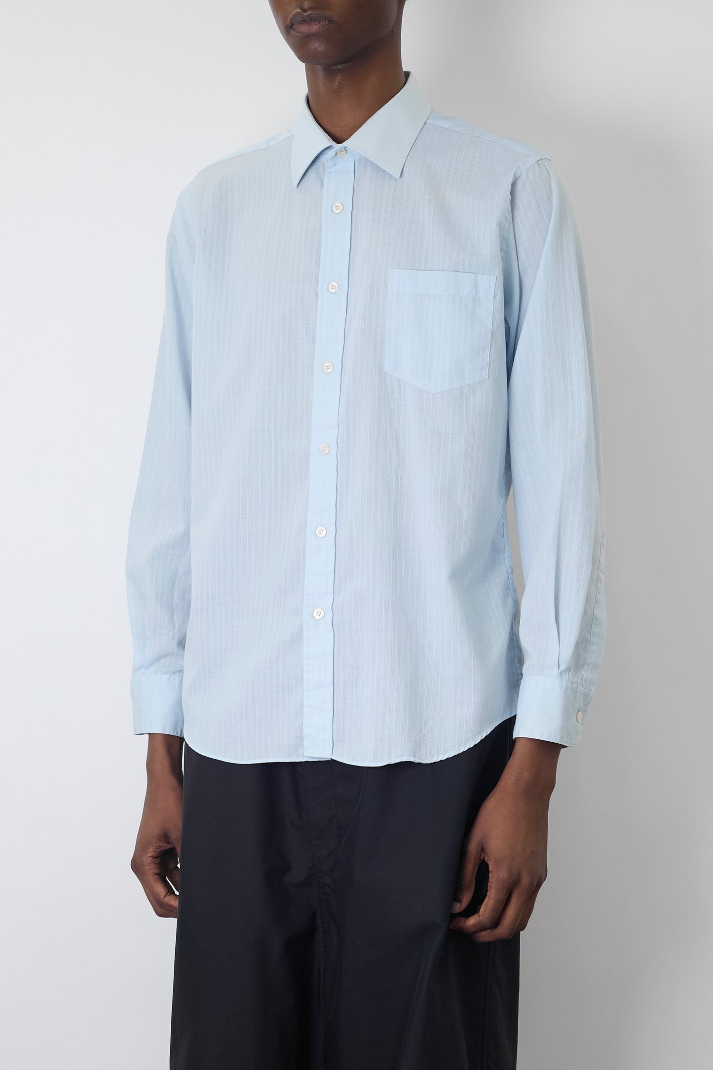 YVES SAINT LAURENT BLUE WIDE CLASSIC SHIRT