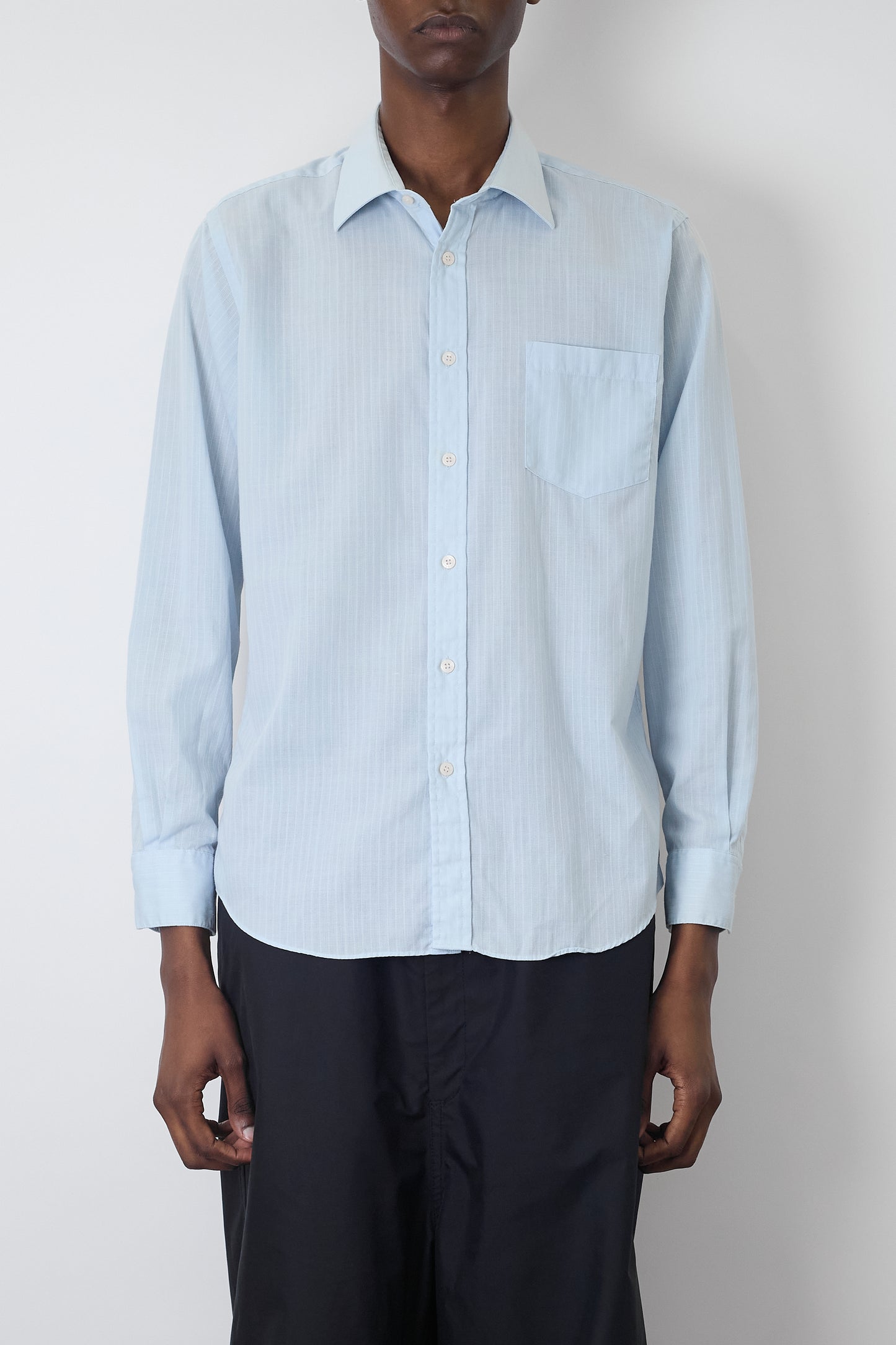 YVES SAINT LAURENT BLUE WIDE CLASSIC SHIRT