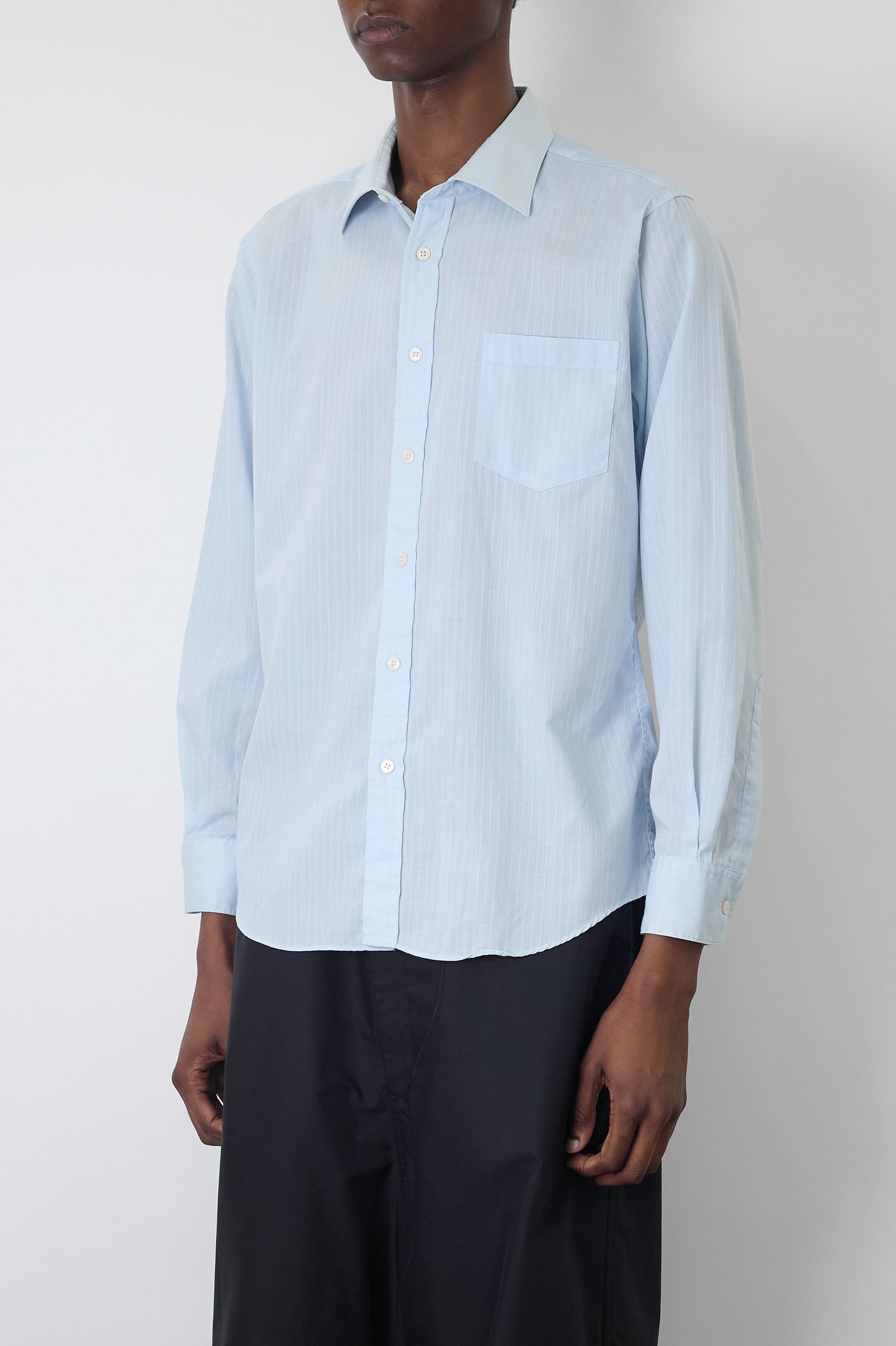 YVES SAINT LAURENT BLUE WIDE CLASSIC SHIRT