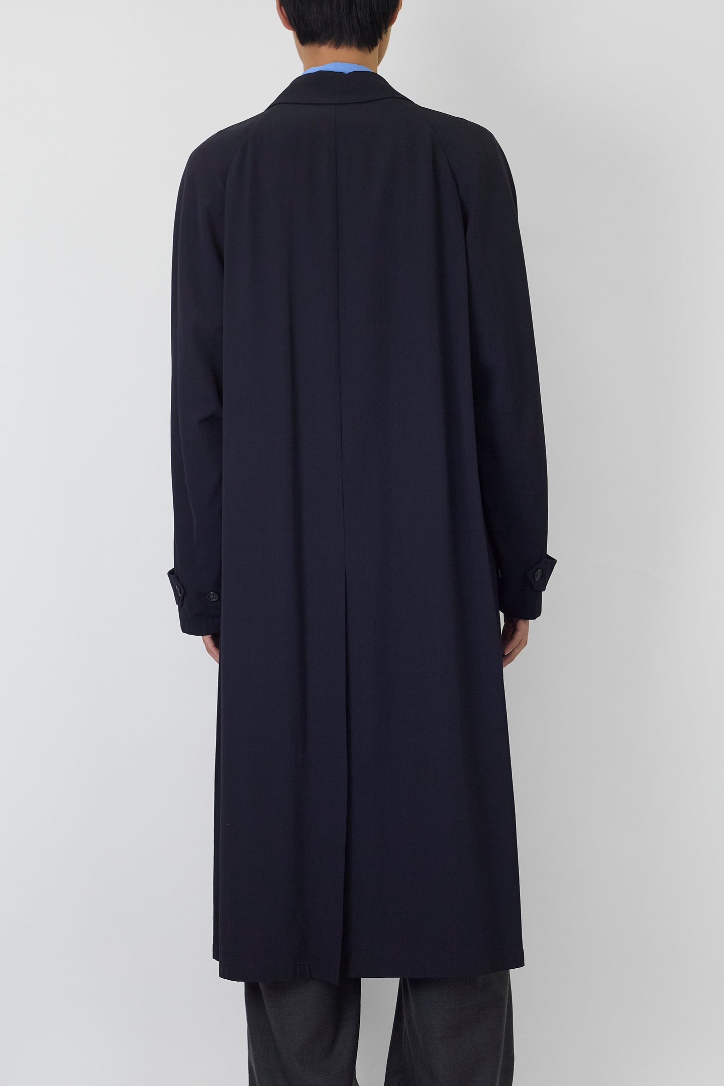EMPORIO ARMANI NAVY WOOL LONG COAT MADE IN ITALY