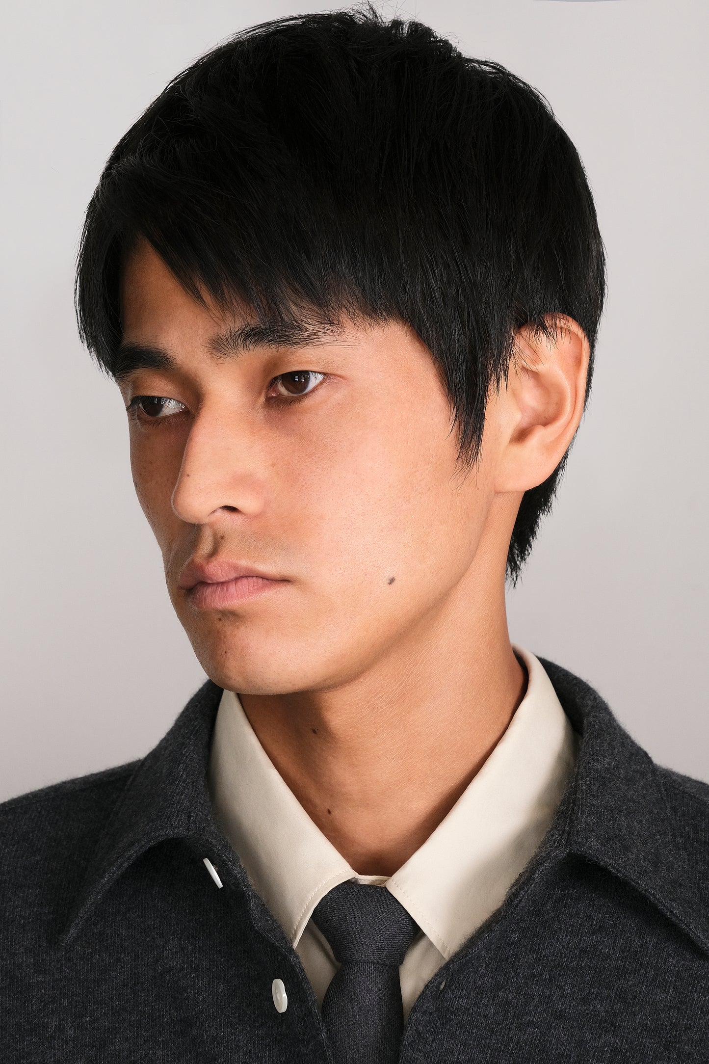 NTRUL NARROW WOOL TIE GRAY