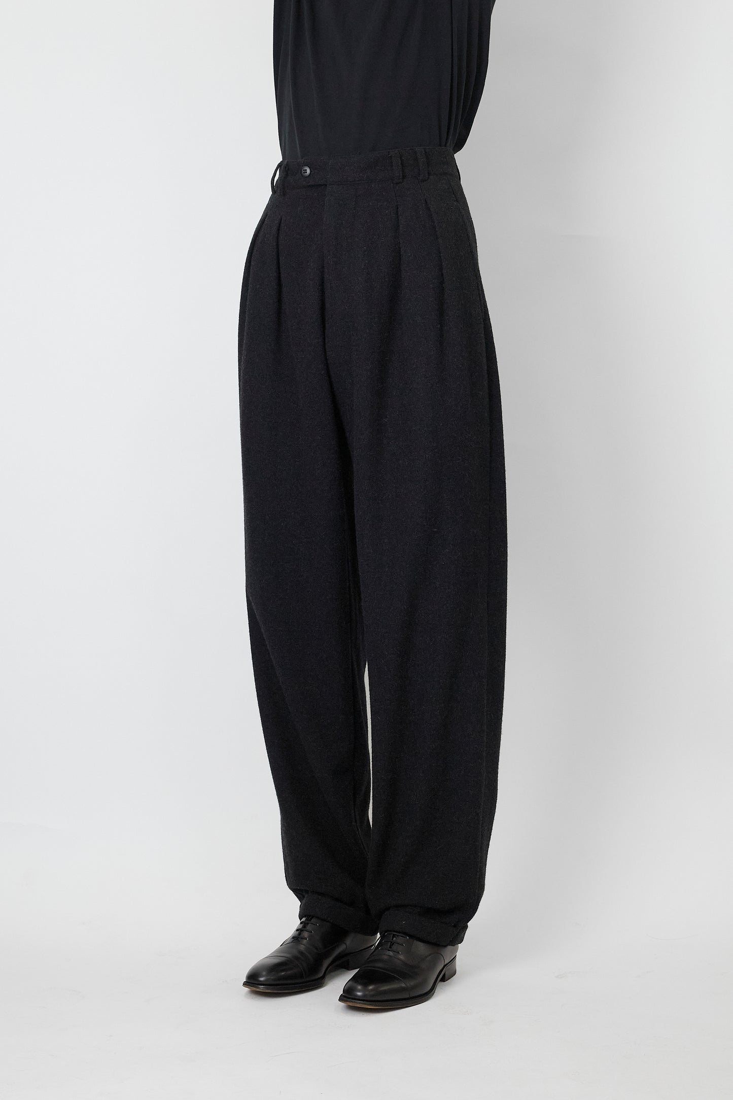OLD GAP BLACK GRAY WOOL WIDE PANTS MADE IN TUNISIA