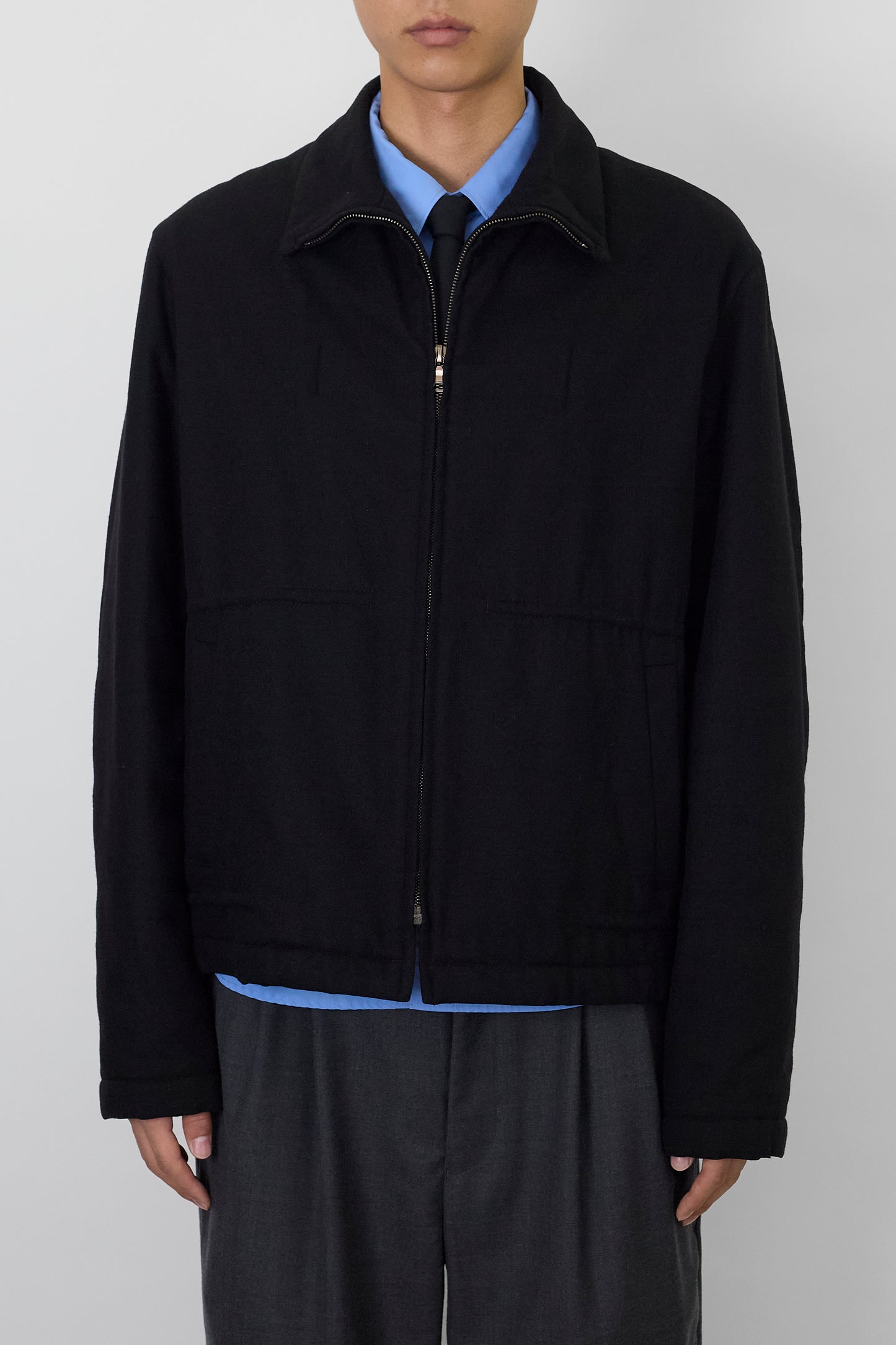 JIL SANDER BY RAF SIMONS BLACK WOOL PADDED SHORT JACKET