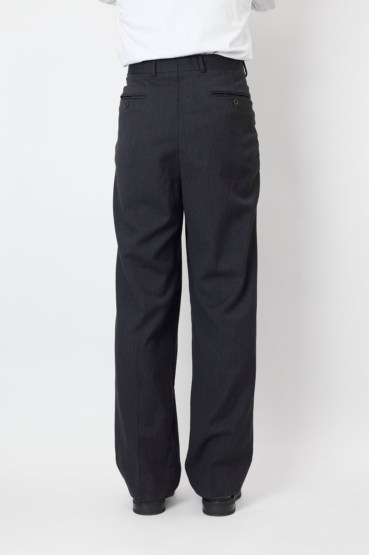 GIORGIO ARMANI DARK GRAY WOOL WIDE PANTS