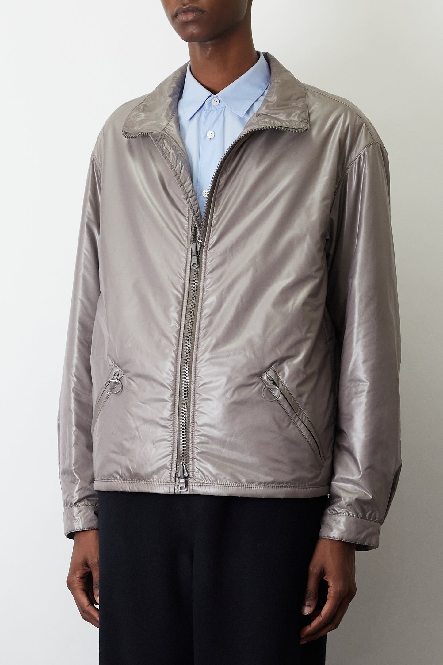 PRADA SPORT SILVER TECH NYLON PADDED JACKET