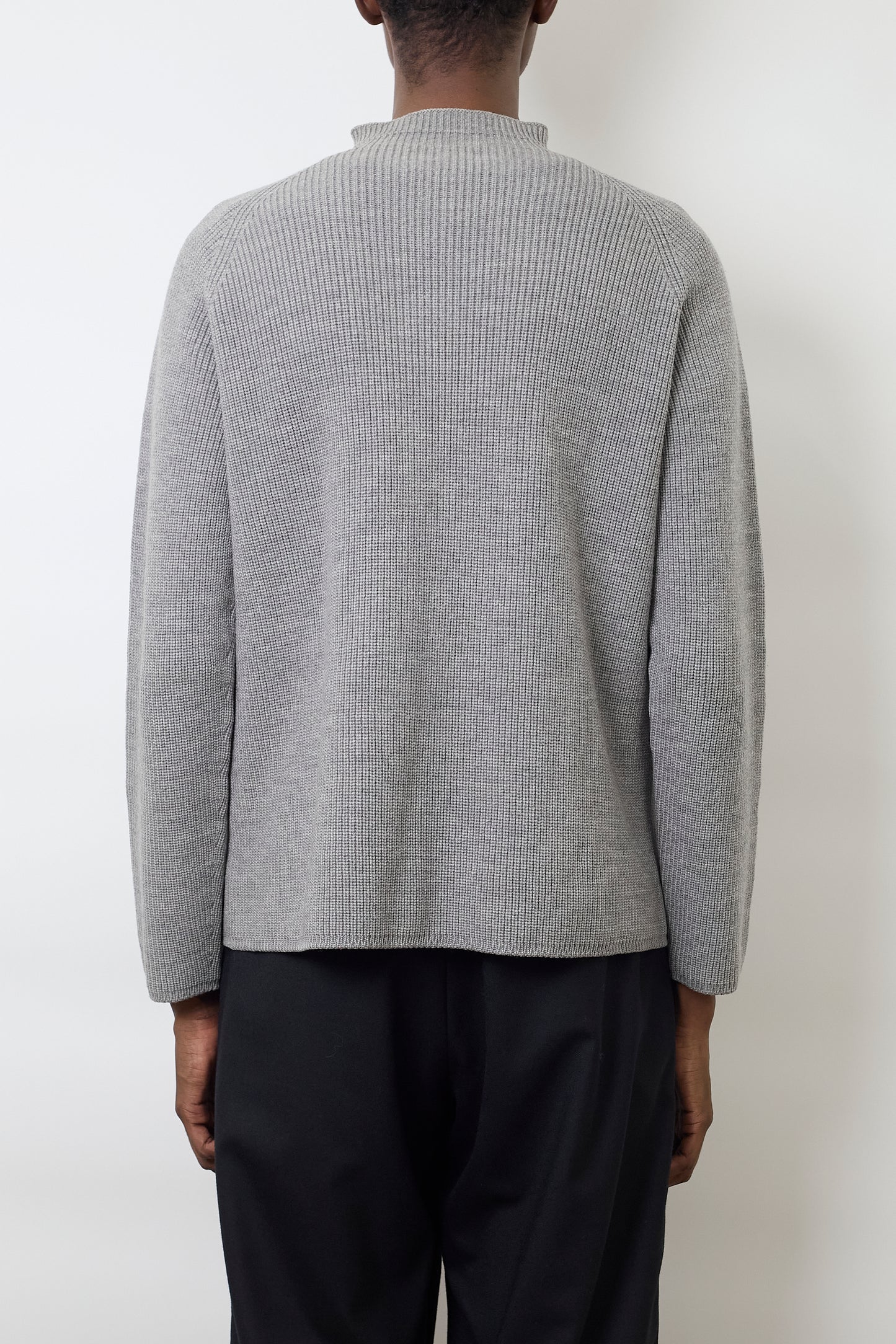 JIL SANDER GRAY WOOL SHORT KNIT