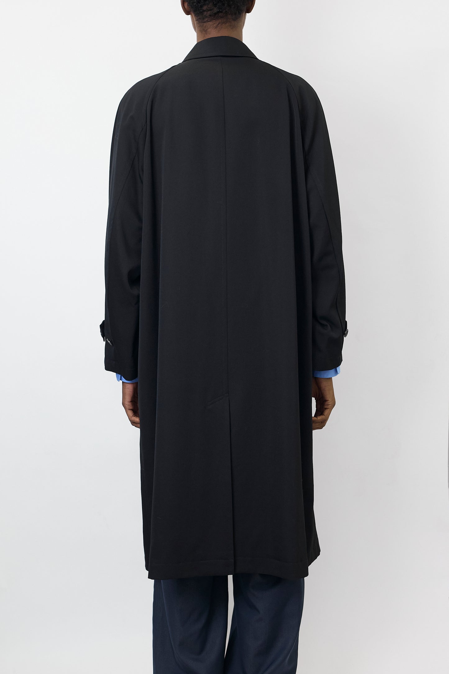 COMME DES GARCONS HOMME BLACK WOOL GABARDINE COAT DEAD STOCK