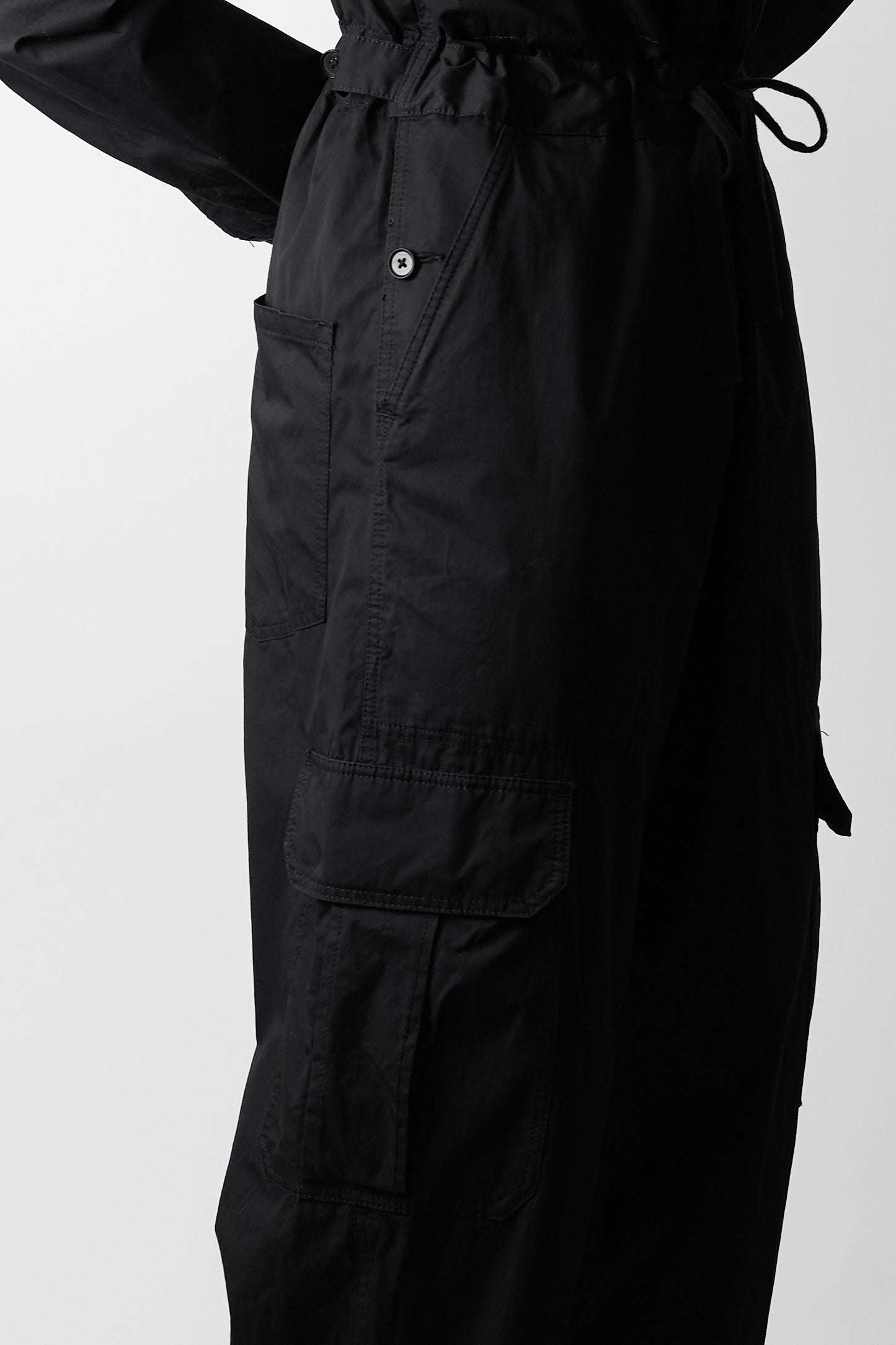 Y'S FOR MEN BLACK DESIGNED CARGO JUMPSUIT