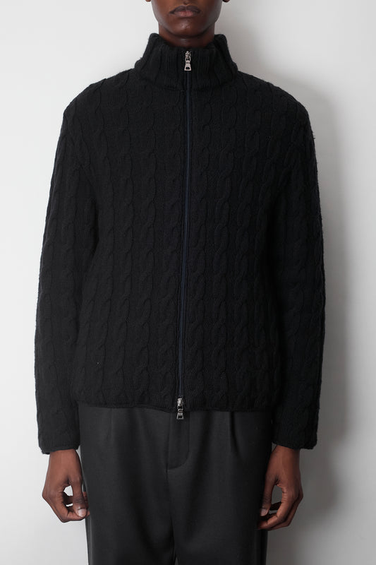 PRADA BLACK TECH WOOL NYLON ZIP UP KNIT JACKET