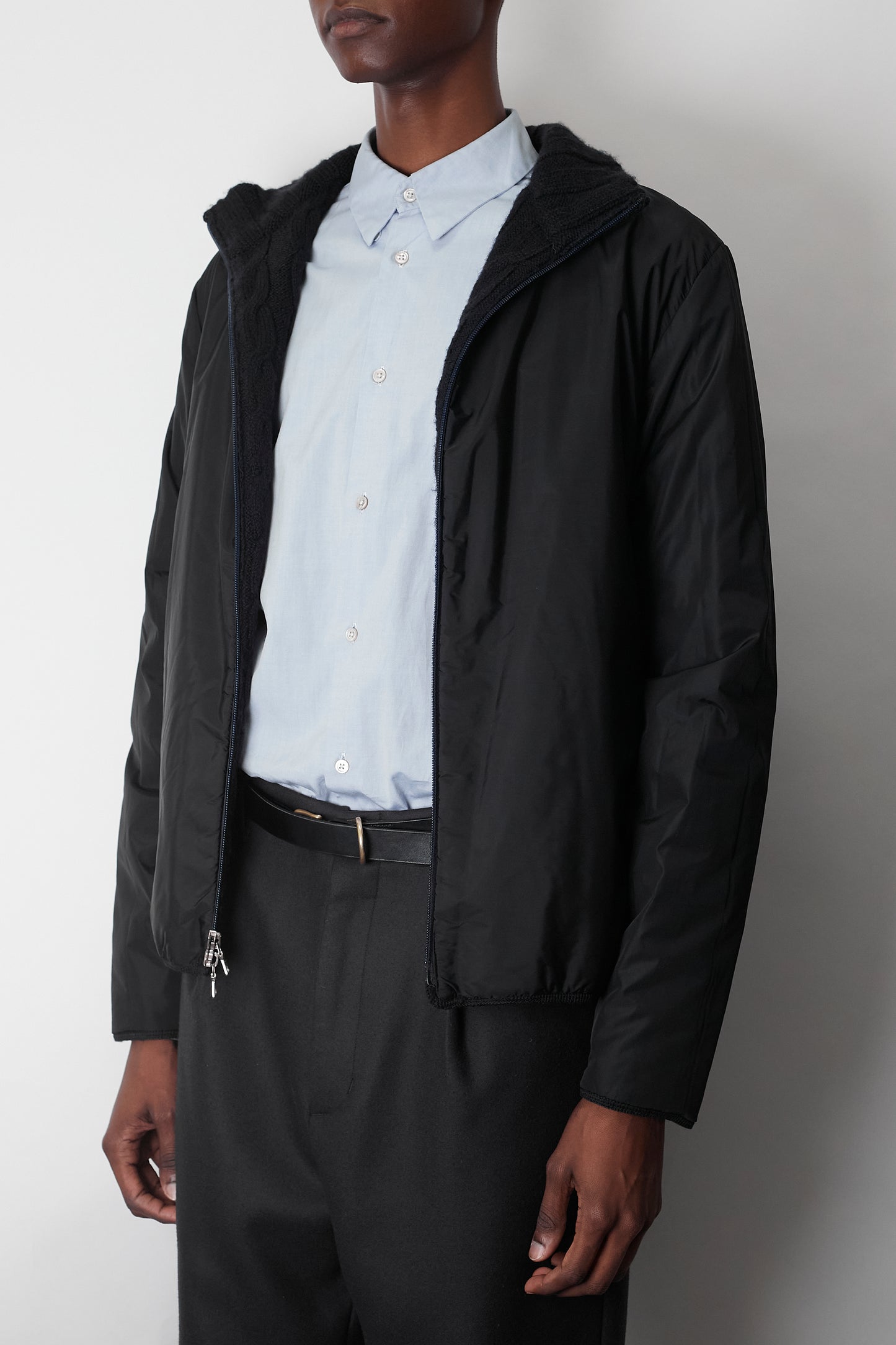 PRADA BLACK TECH WOOL NYLON ZIP UP KNIT JACKET