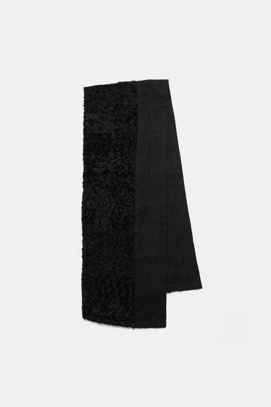 DRIES VAN NOTEN BLACK FUR SCARF